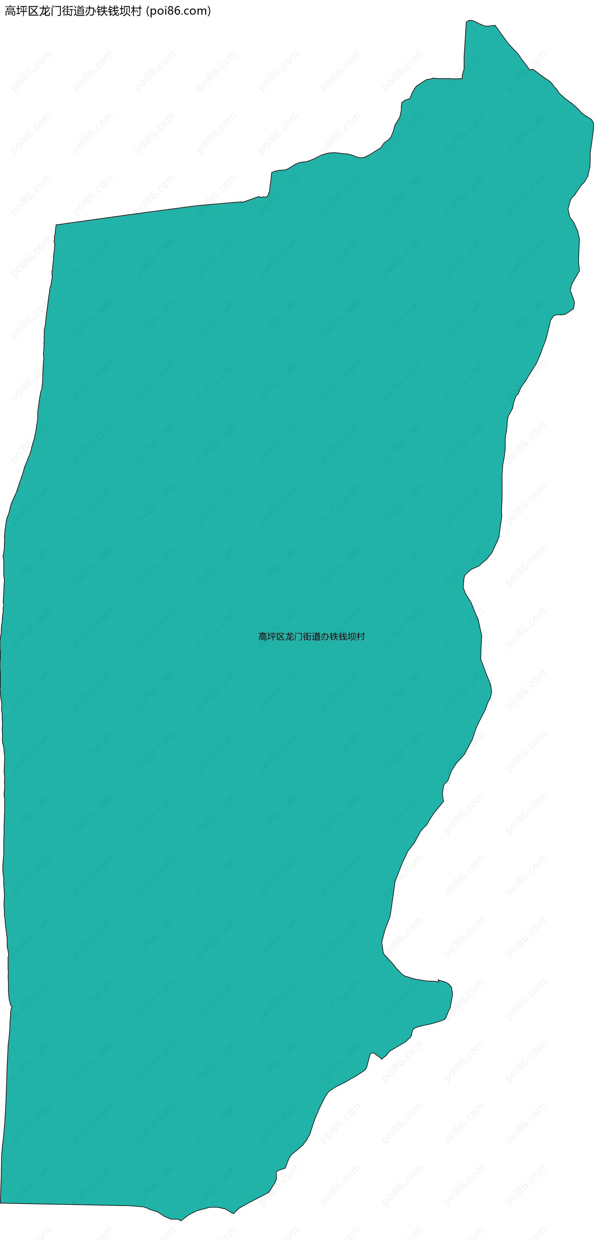 高坪区龙门街道办铁钱坝村边界地图