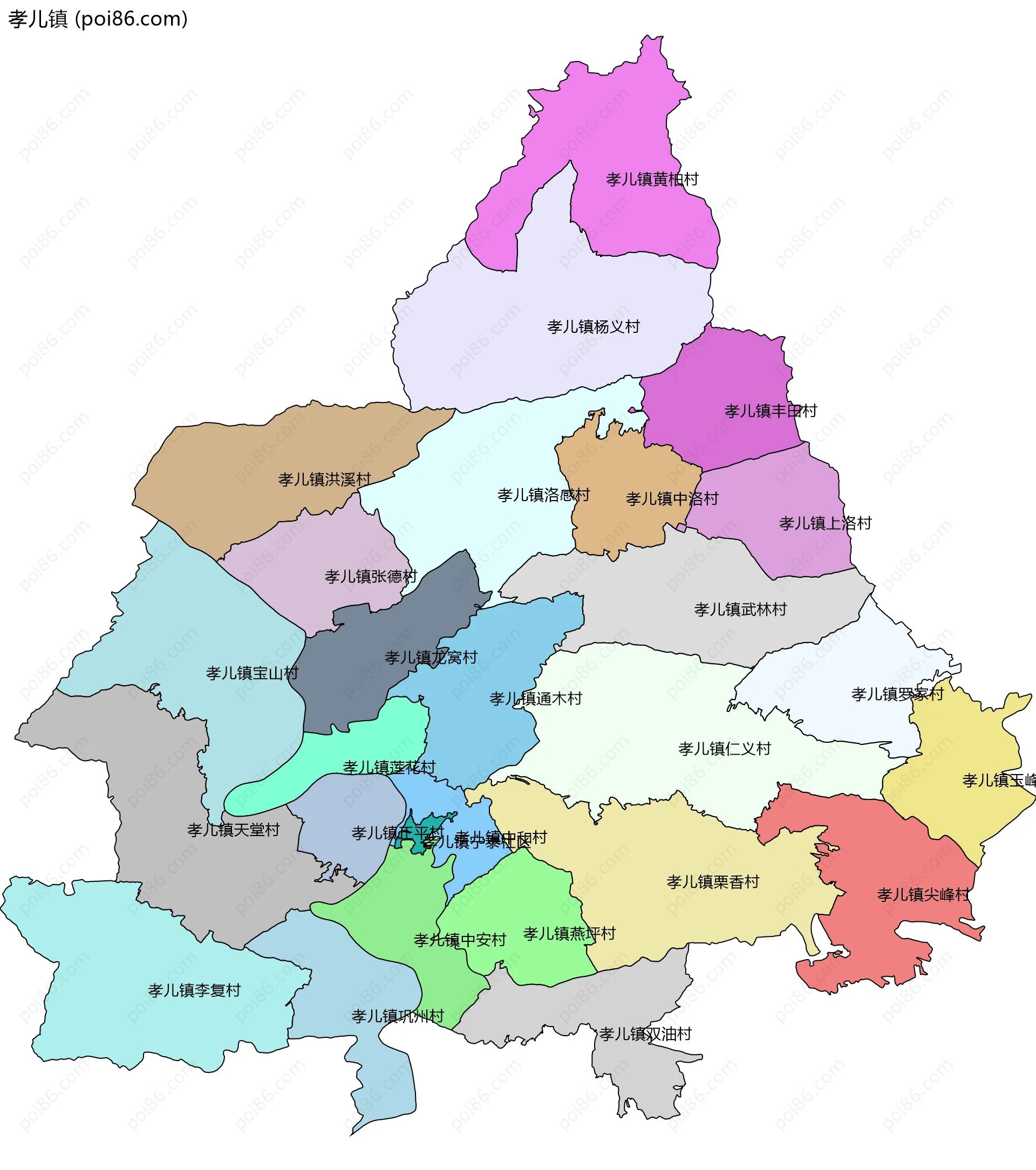 孝儿镇边界地图(五级行政区划)