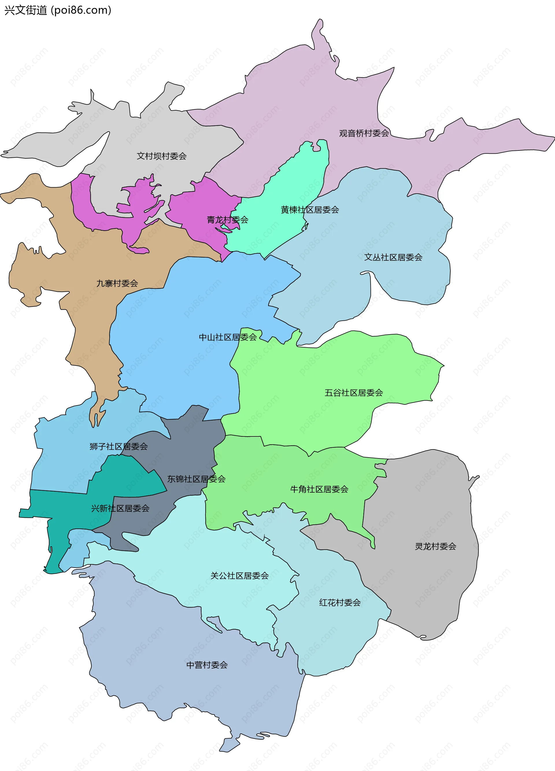 兴文街道边界地图(五级行政区划)