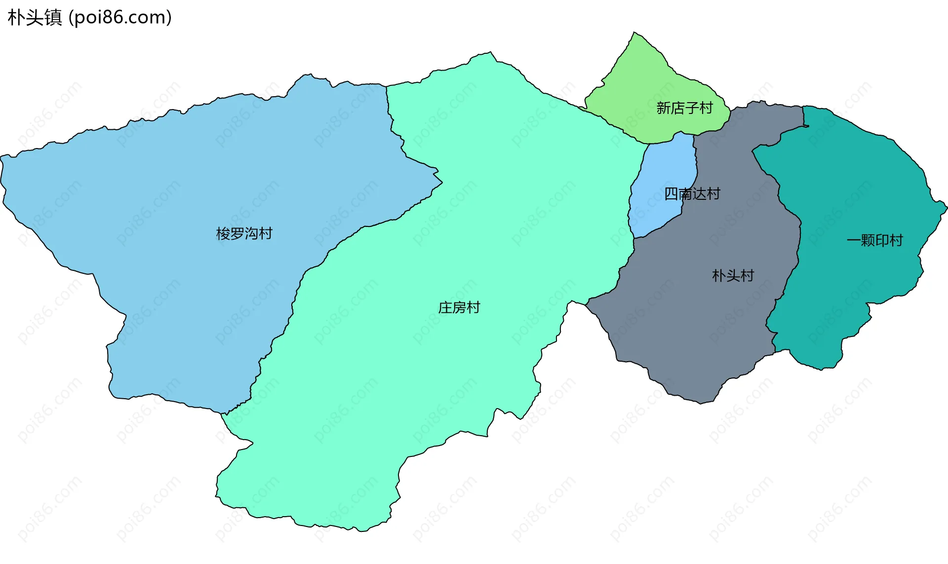 朴头镇边界地图(五级行政区划)