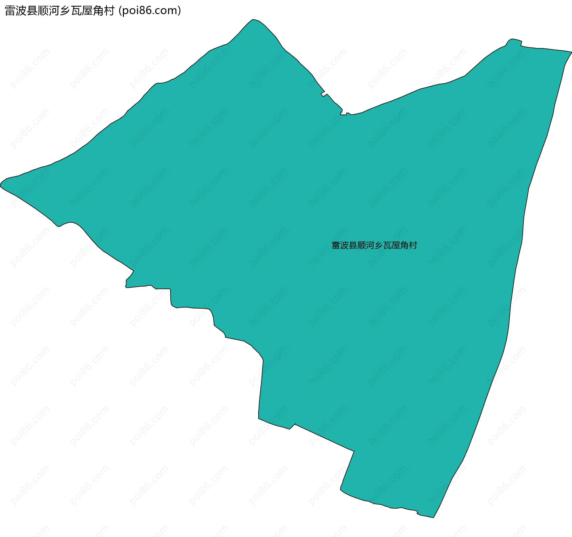 雷波县顺河乡瓦屋角村边界地图