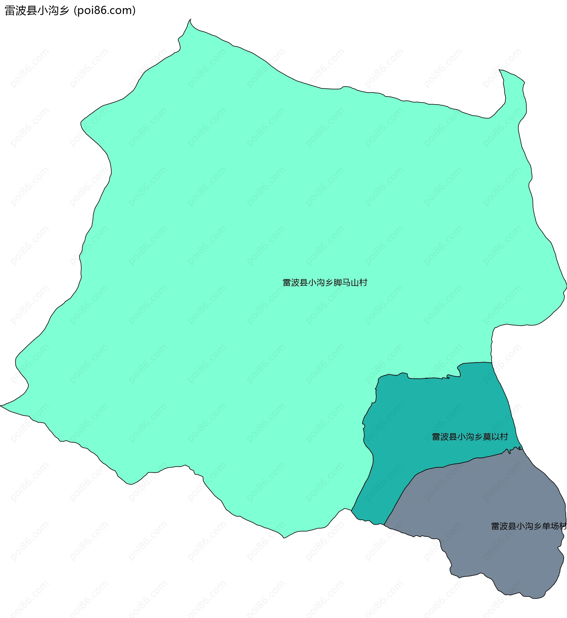 雷波县小沟乡边界地图(五级行政区划)