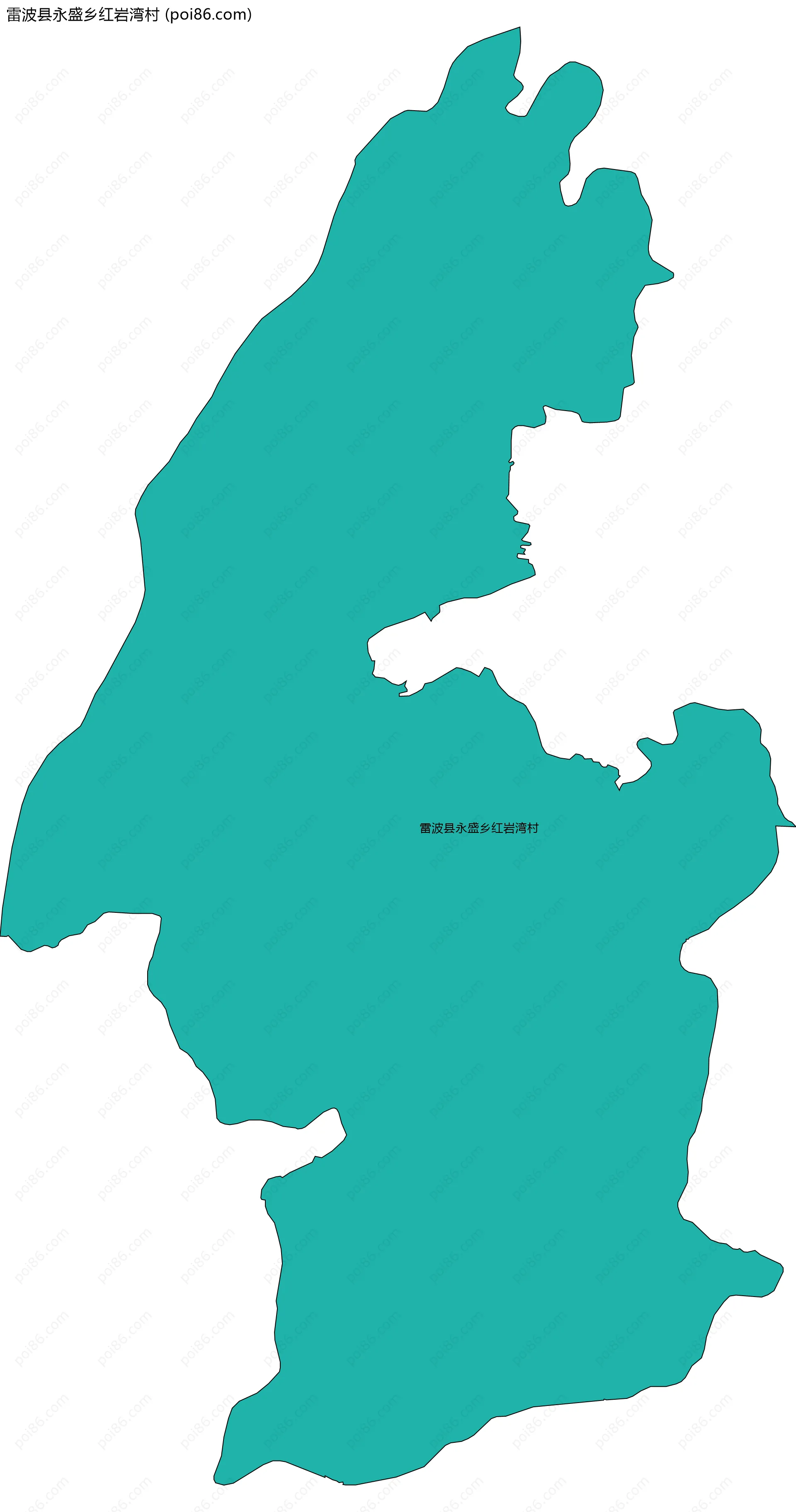 雷波县永盛乡红岩湾村边界地图