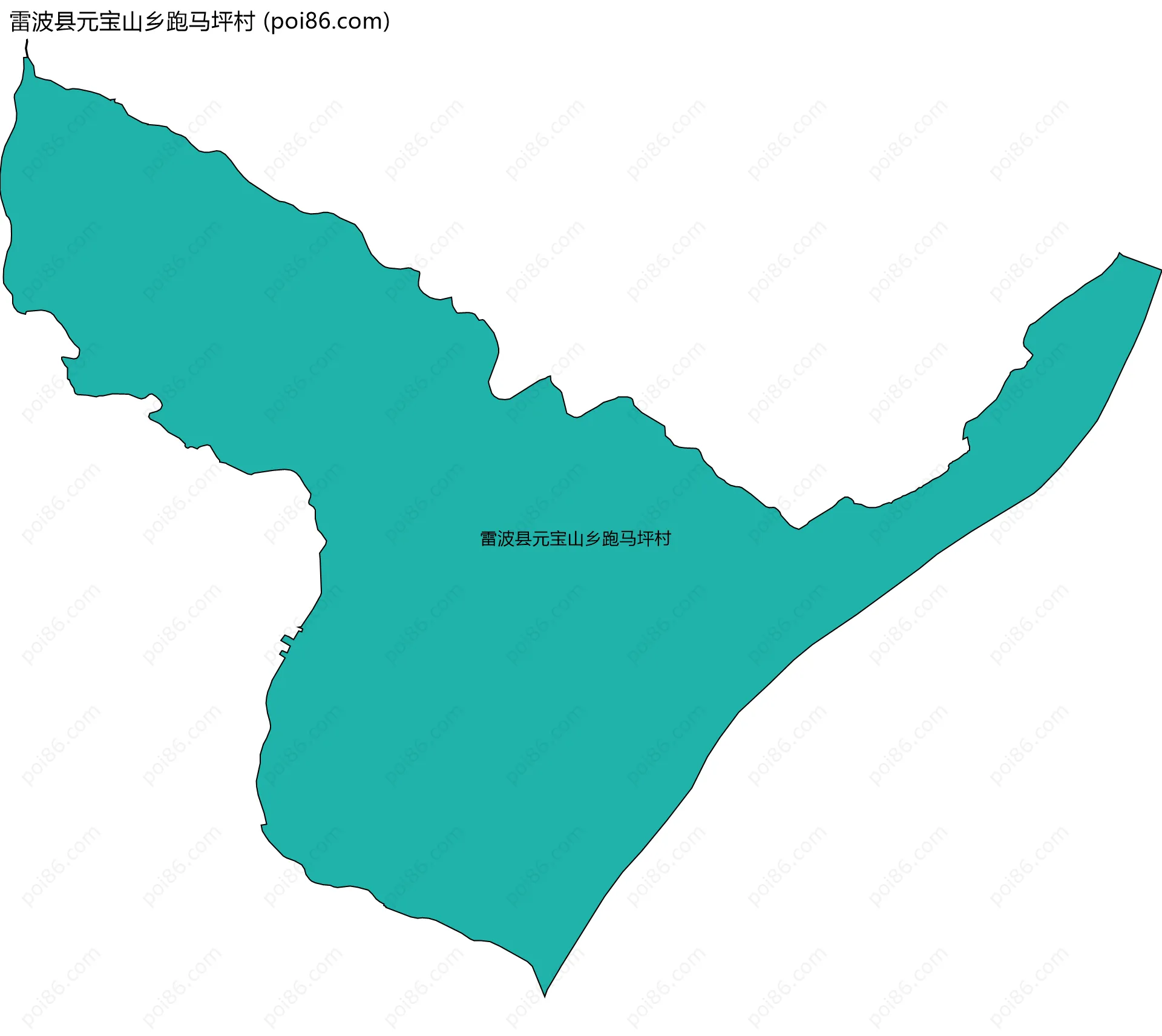 雷波县元宝山乡跑马坪村边界地图