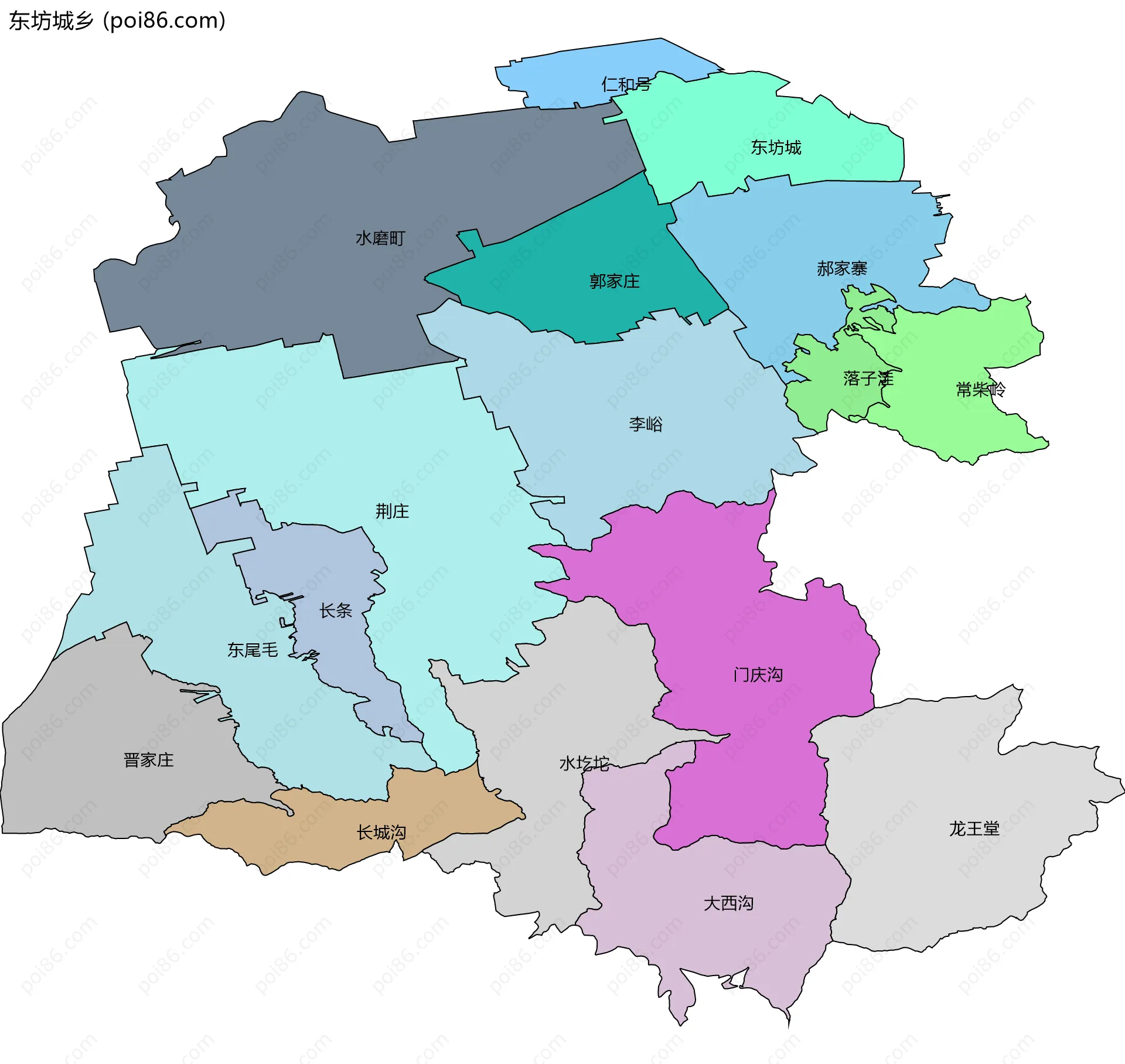 东坊城乡边界地图(五级行政区划)