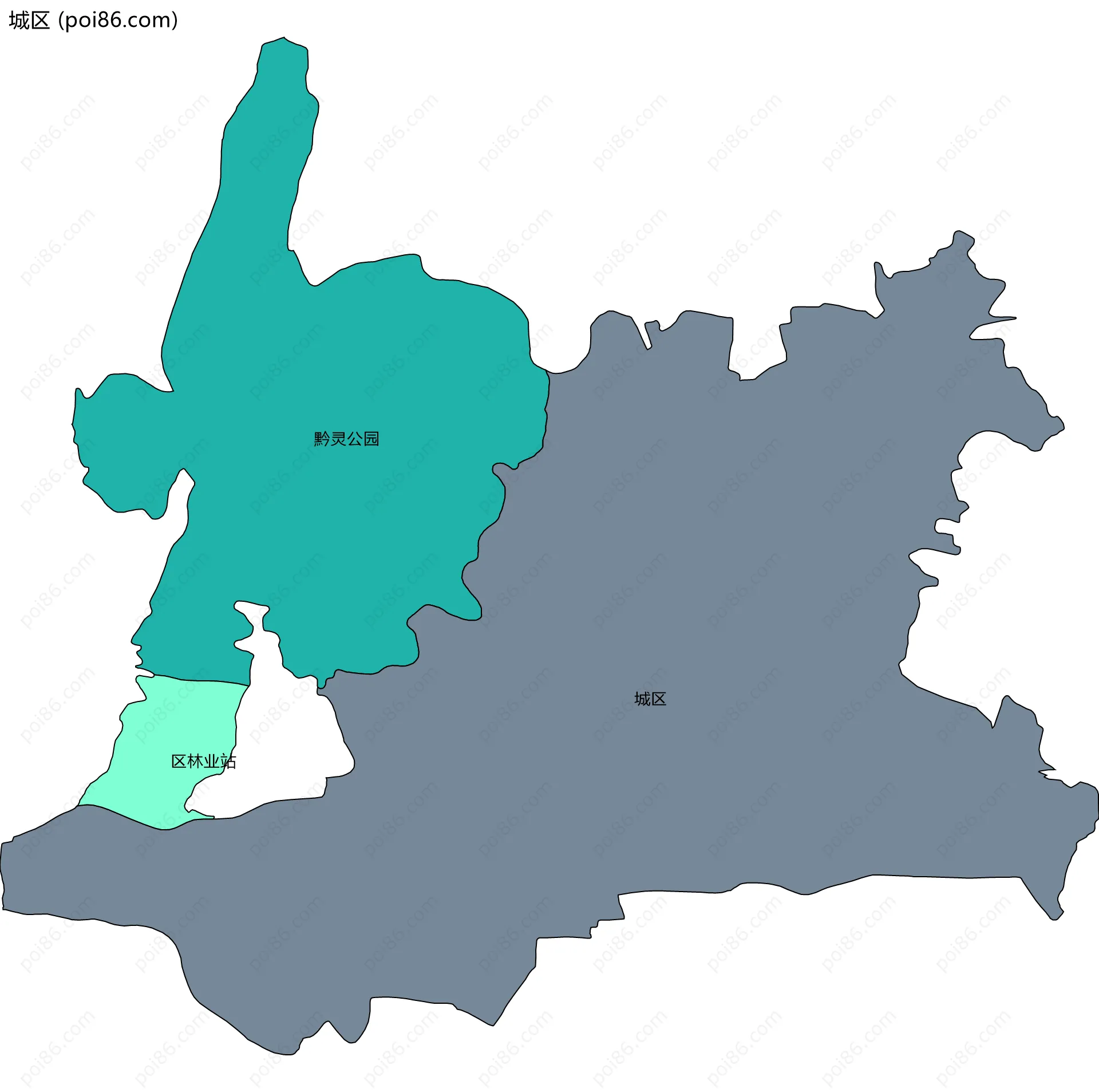 城区边界地图(五级行政区划)