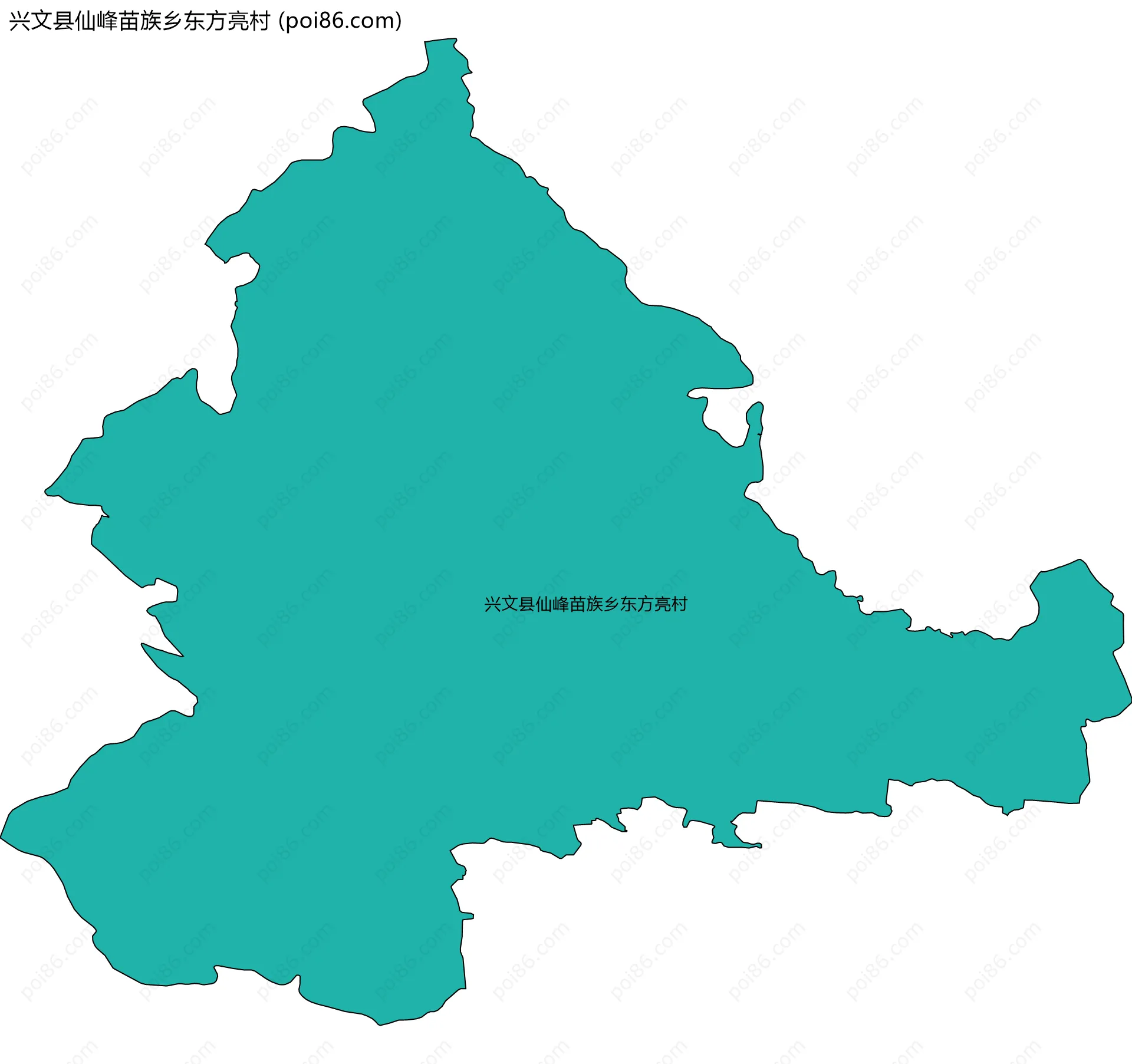 兴文县仙峰苗族乡东方亮村边界地图