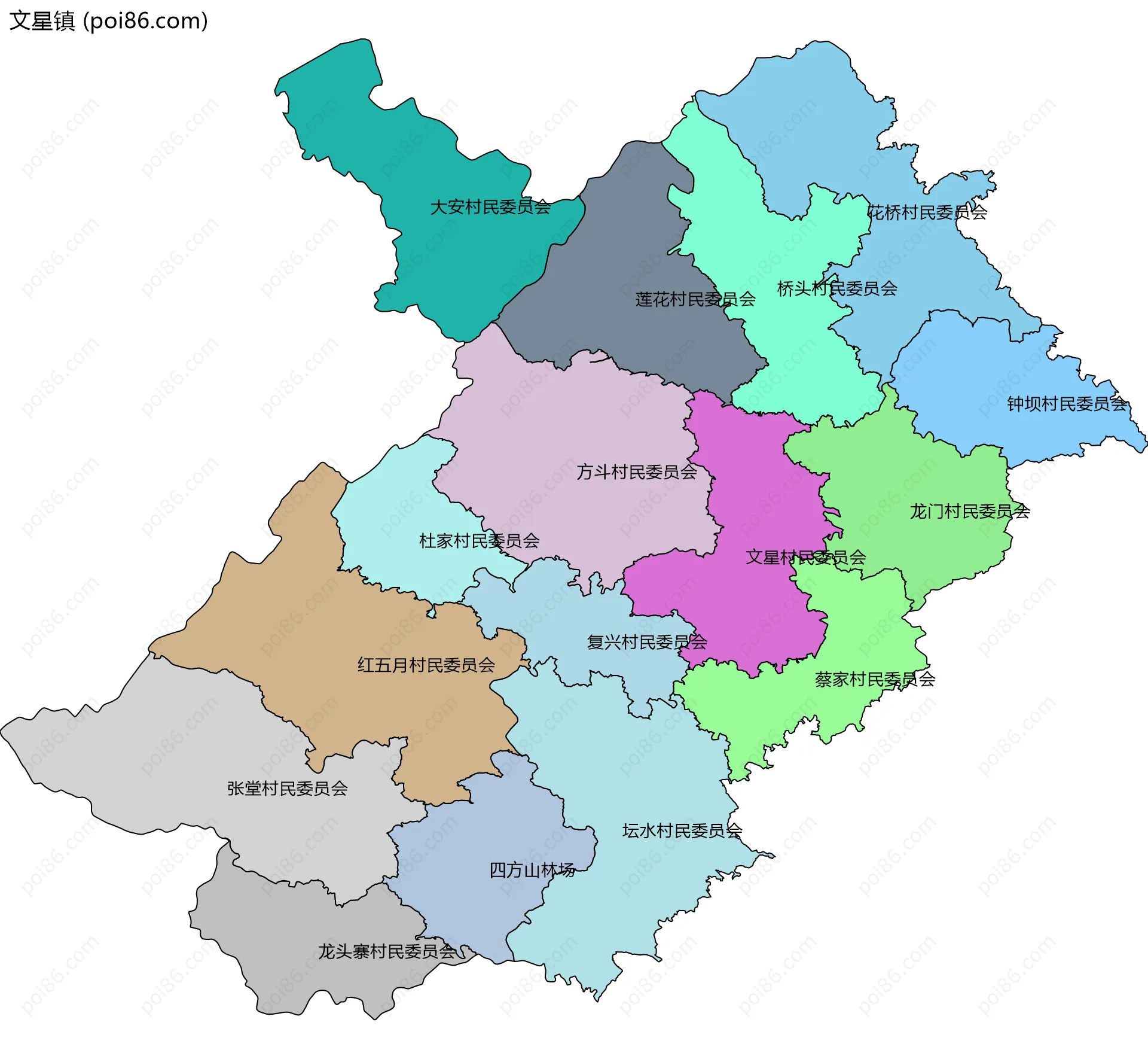 文星镇边界地图(五级行政区划)