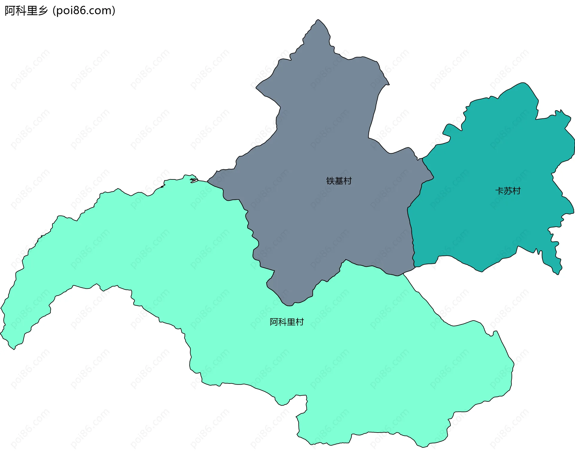 阿科里乡边界地图(五级行政区划)