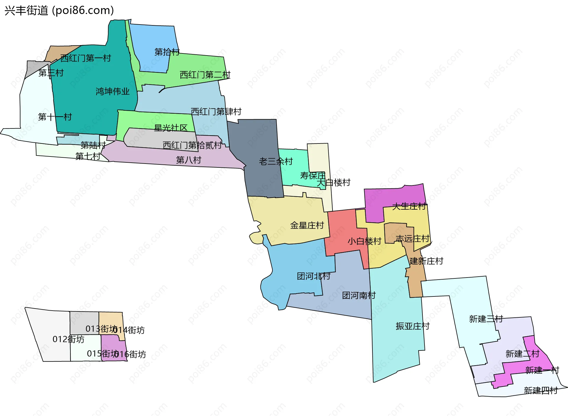 兴丰街道边界地图(五级行政区划)