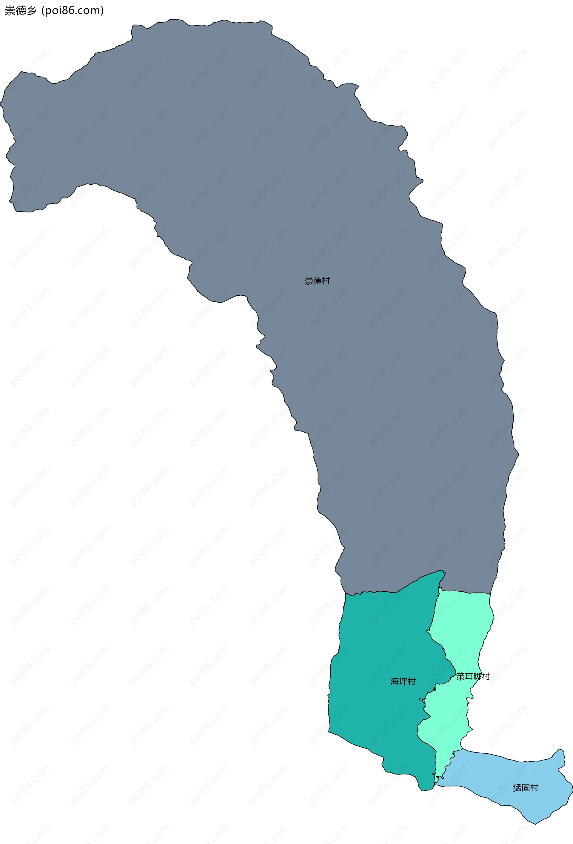 崇德乡边界地图(五级行政区划)