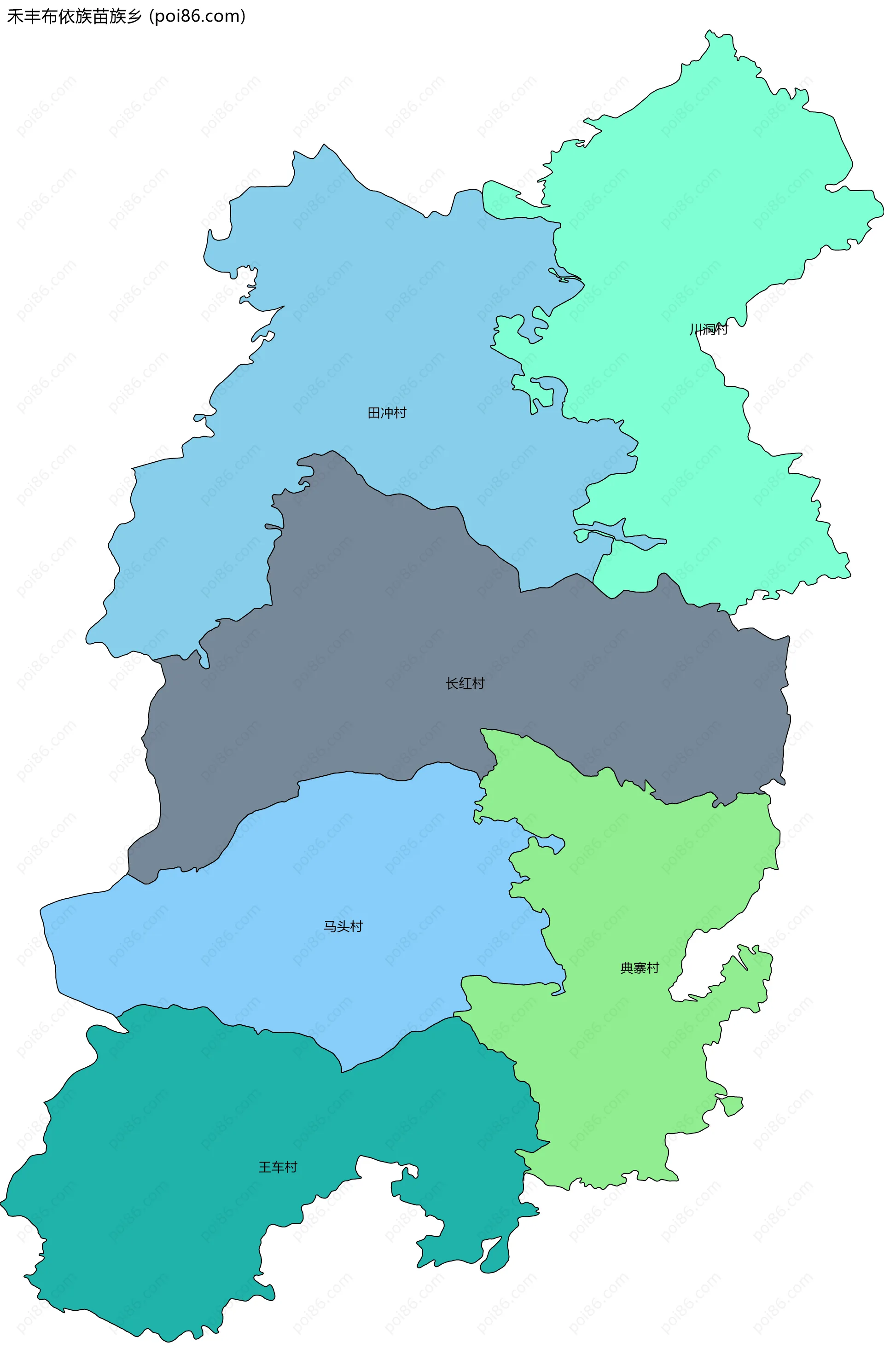 禾丰布依族苗族乡边界地图(五级行政区划)