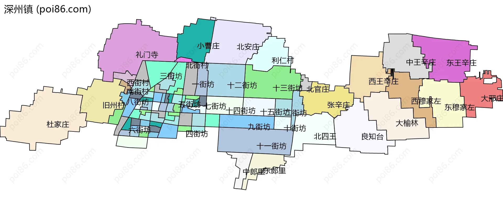 深州镇边界地图(五级行政区划)