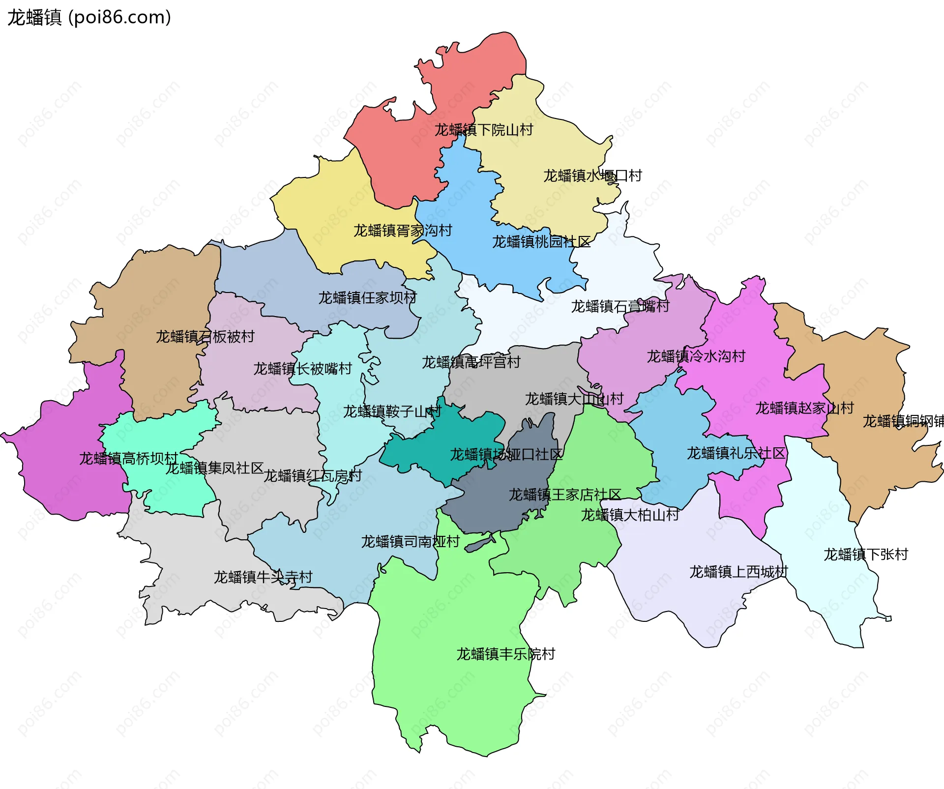 龙蟠镇边界地图(五级行政区划)