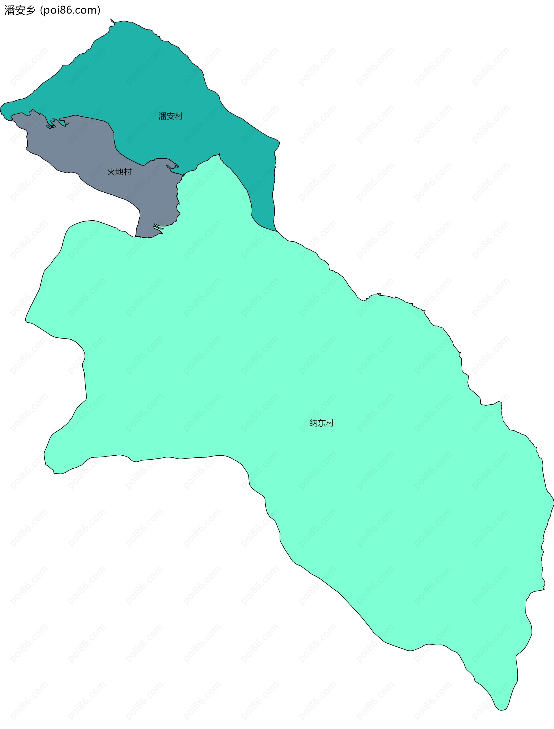 潘安乡边界地图(五级行政区划)
