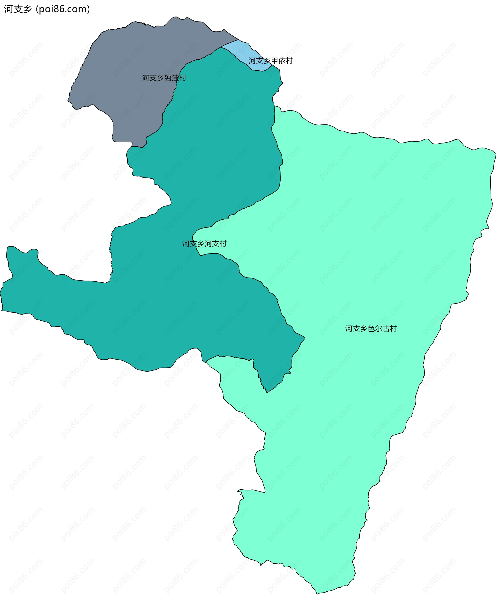 河支乡边界地图(五级行政区划)