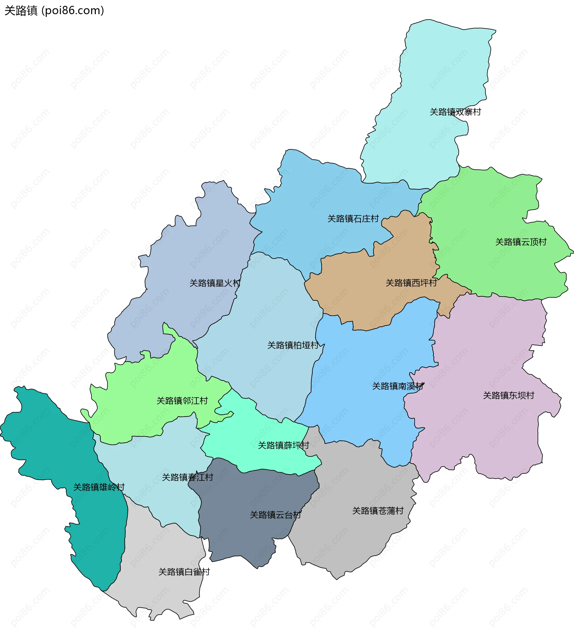 关路镇边界地图(五级行政区划)