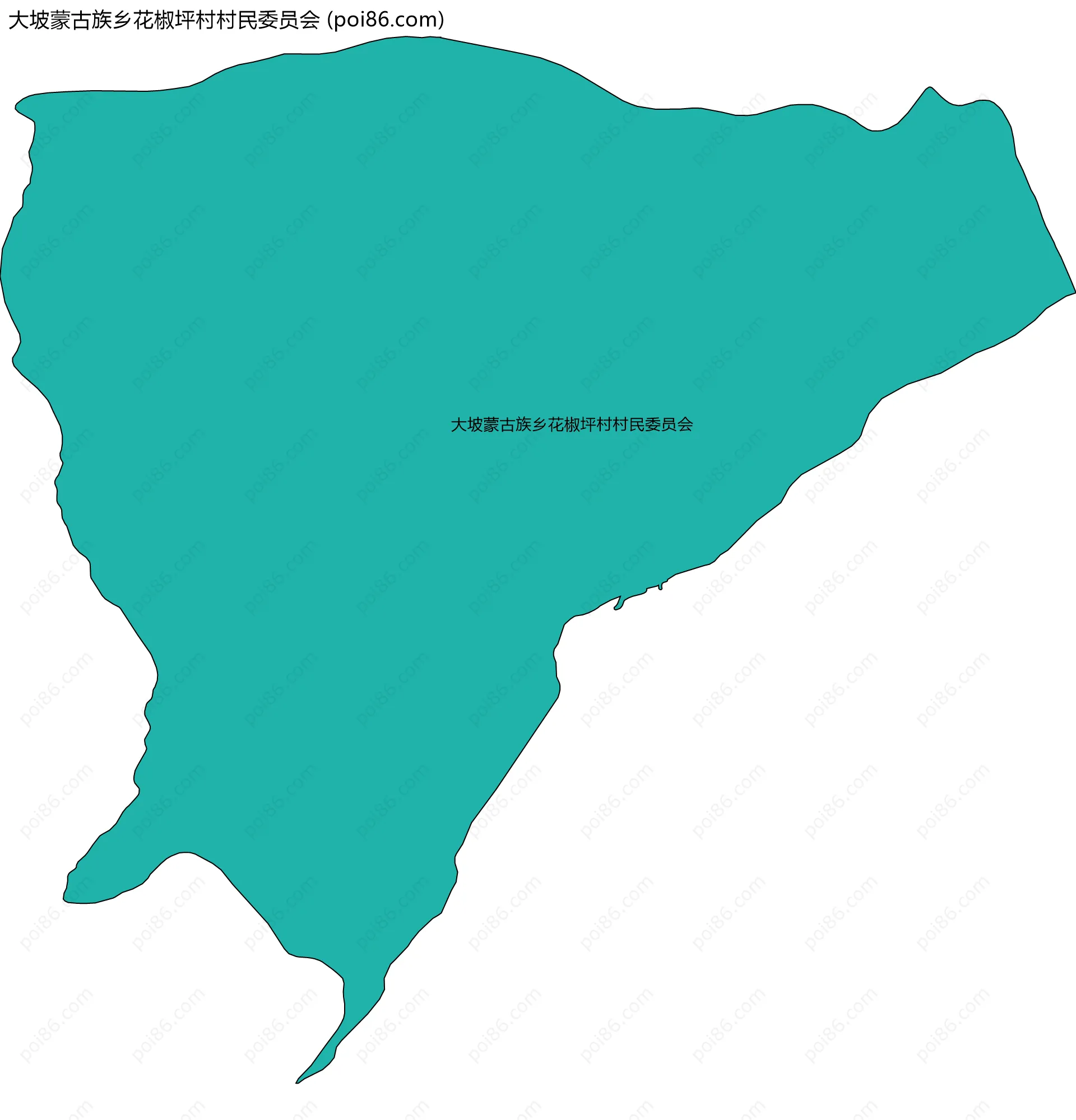 大坡蒙古族乡花椒坪村村民委员会边界地图