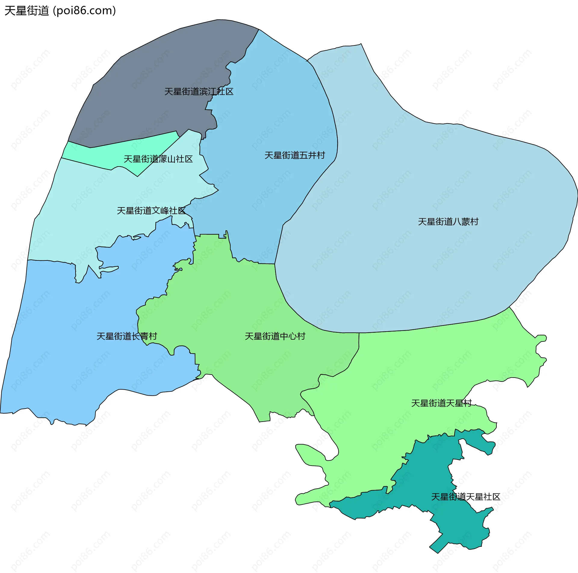 天星街道边界地图(五级行政区划)