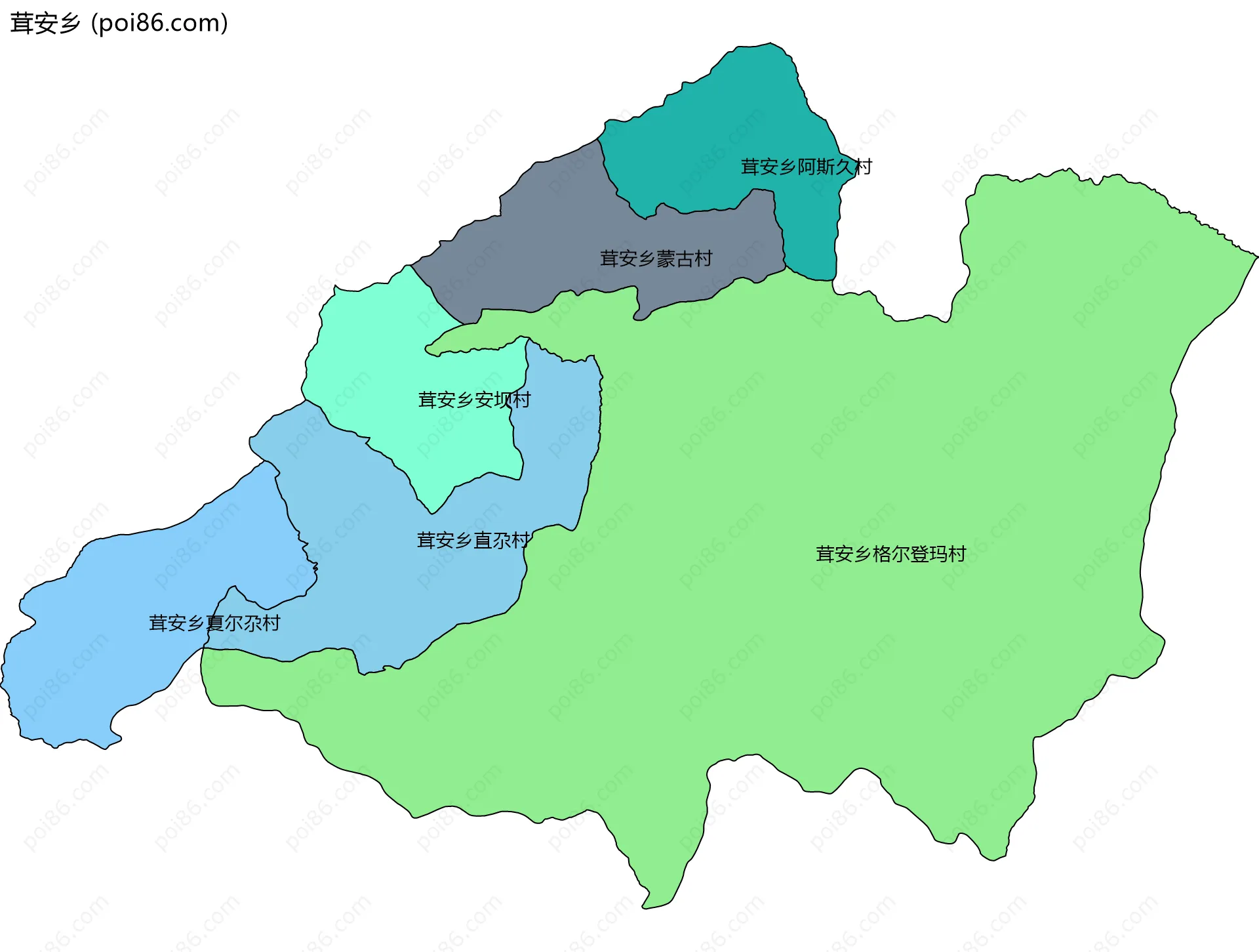 茸安乡边界地图(五级行政区划)