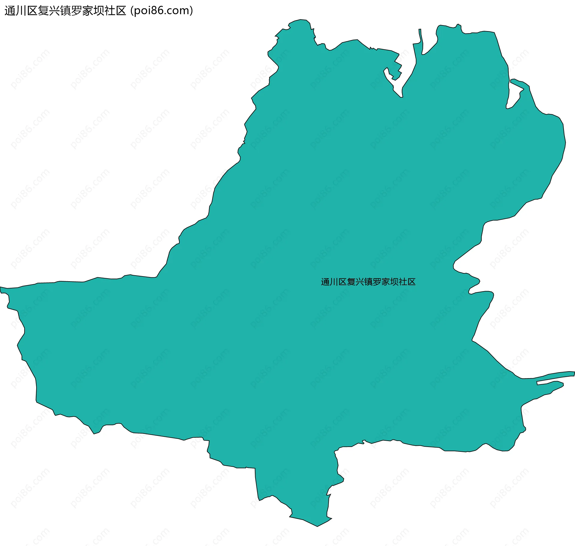 通川区复兴镇罗家坝社区边界地图