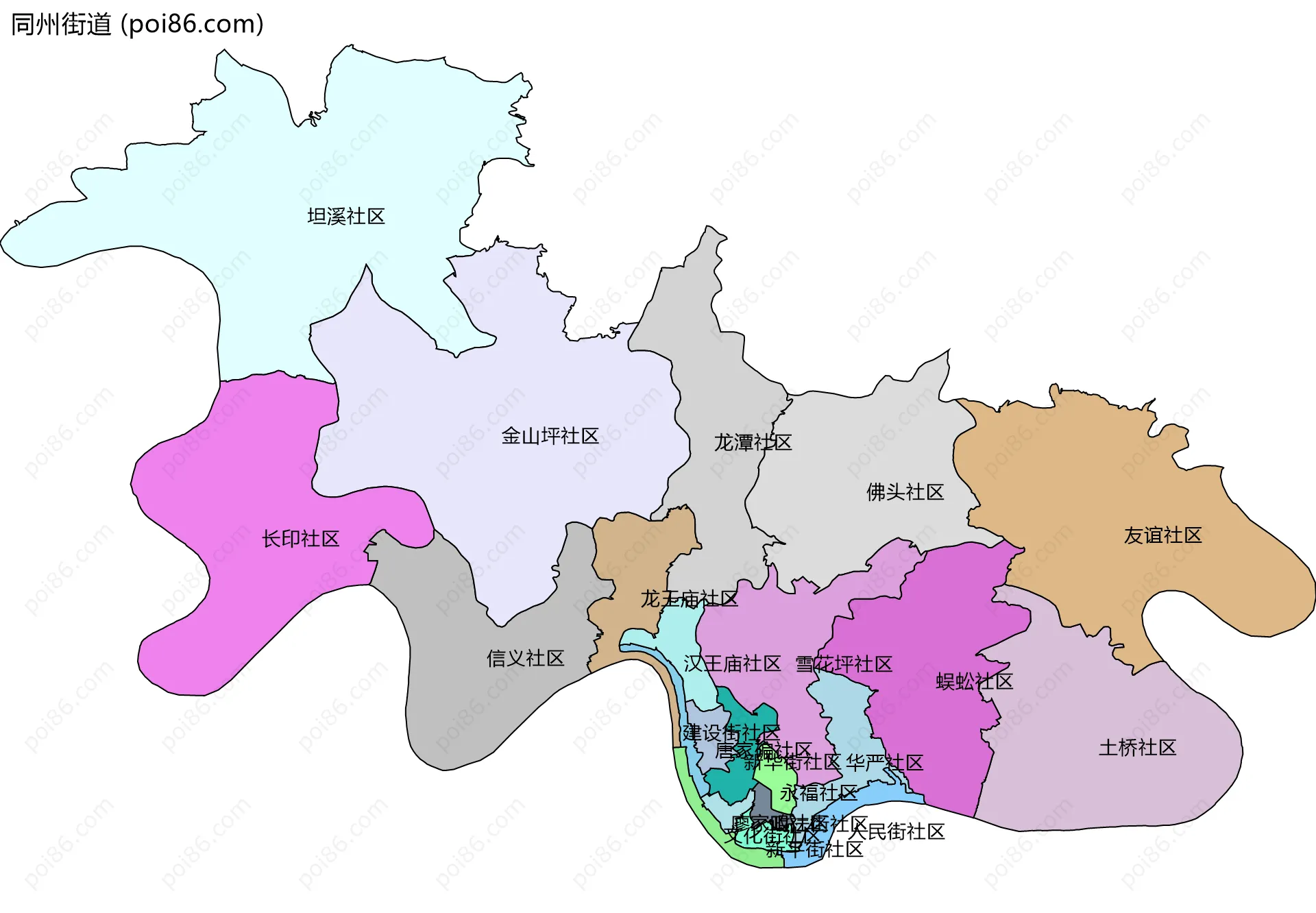 同州街道边界地图(五级行政区划)