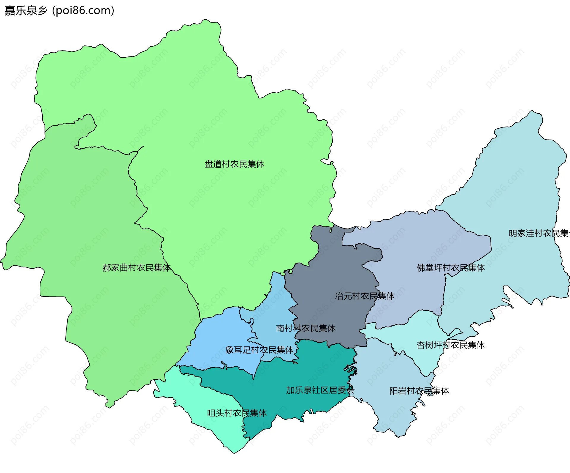 嘉乐泉乡边界地图(五级行政区划)