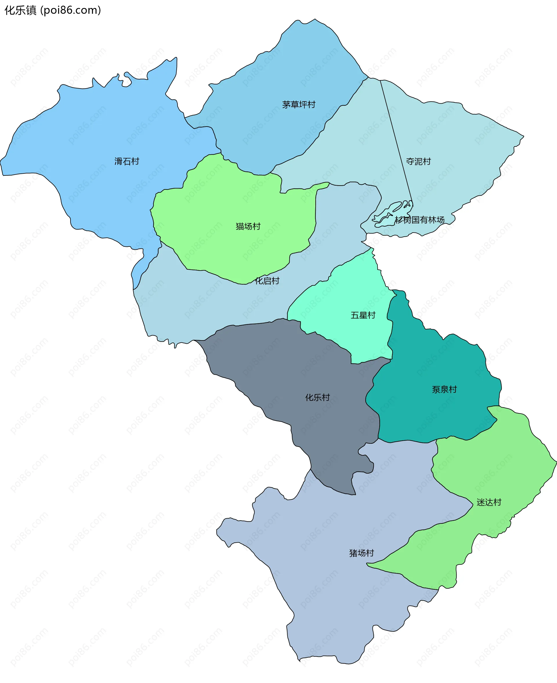 化乐镇边界地图(五级行政区划)