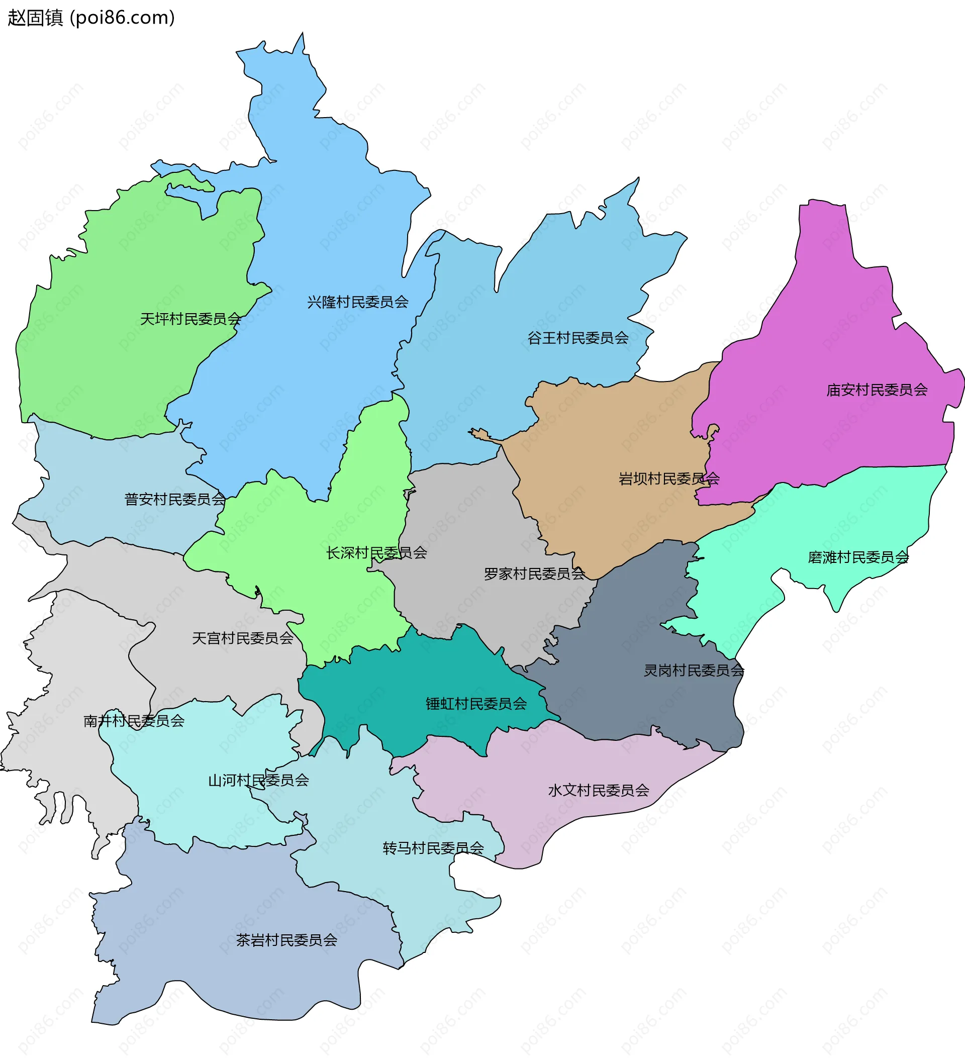 赵固镇边界地图(五级行政区划)