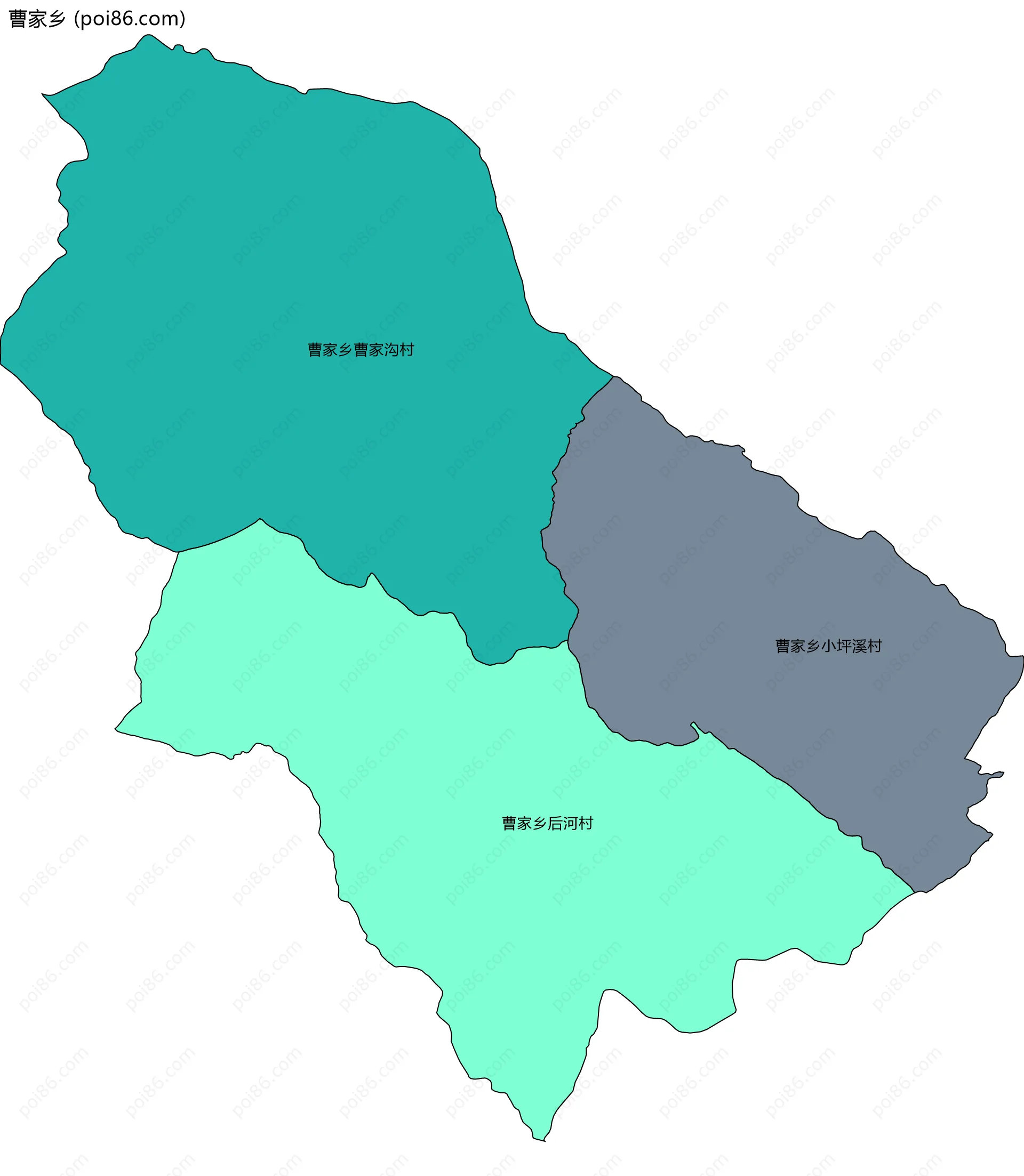 曹家乡边界地图(五级行政区划)