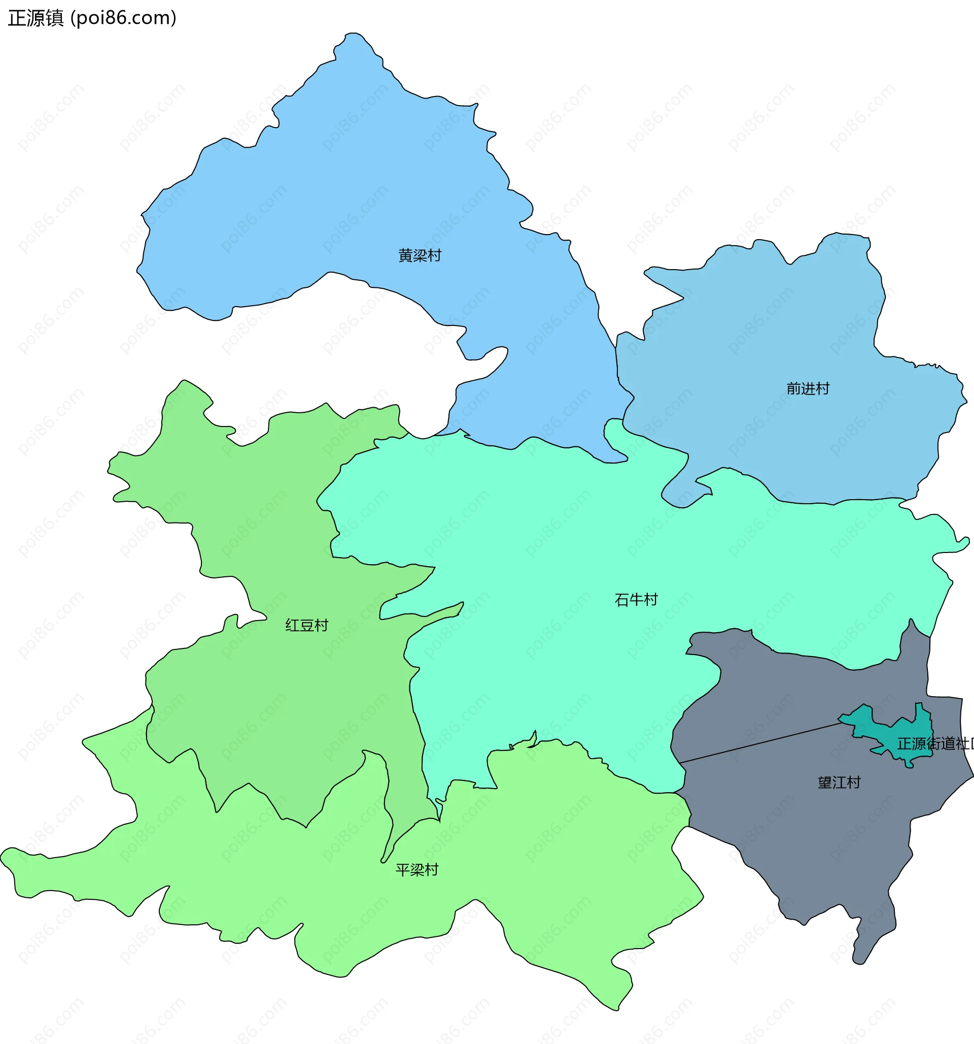 正源镇边界地图(五级行政区划)