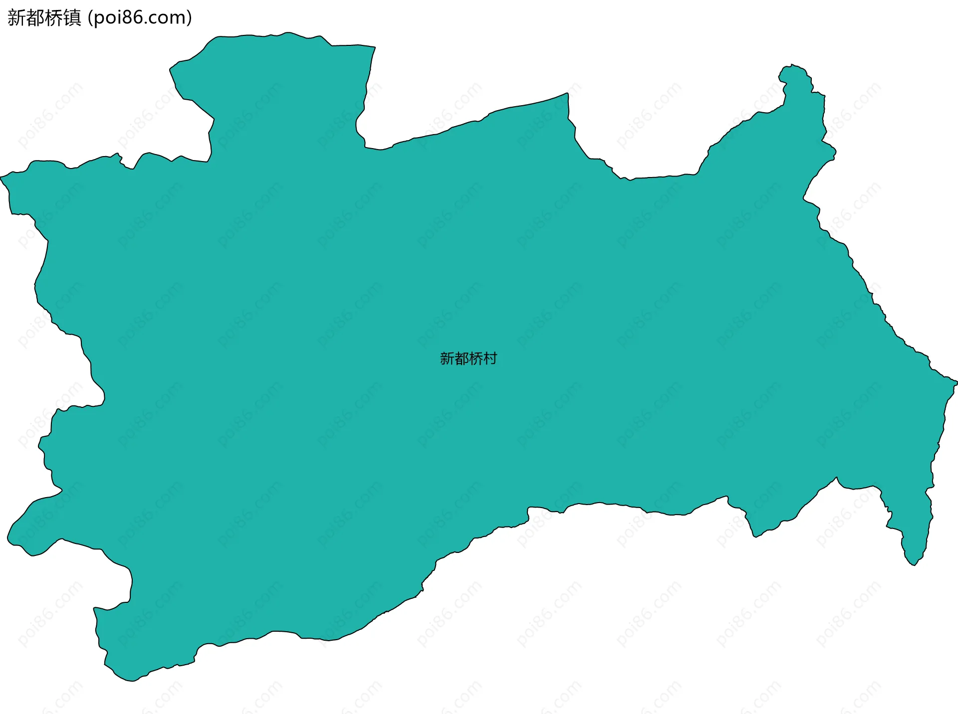 新都桥镇边界地图(五级行政区划)