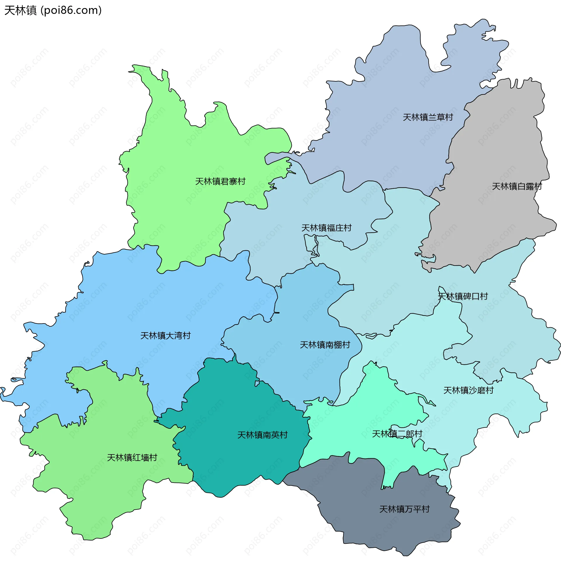 天林镇边界地图(五级行政区划)