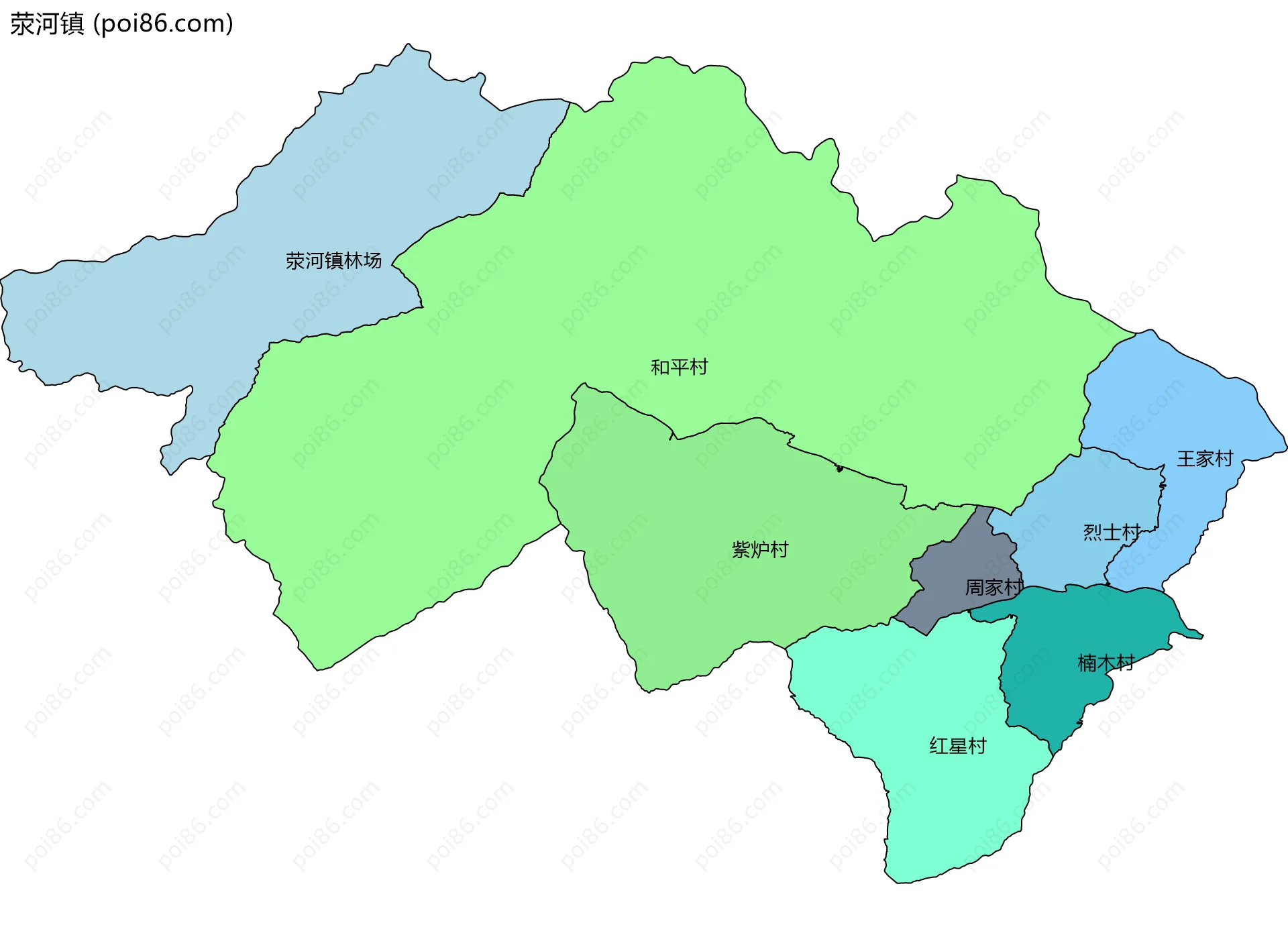 荥河镇边界地图(五级行政区划)