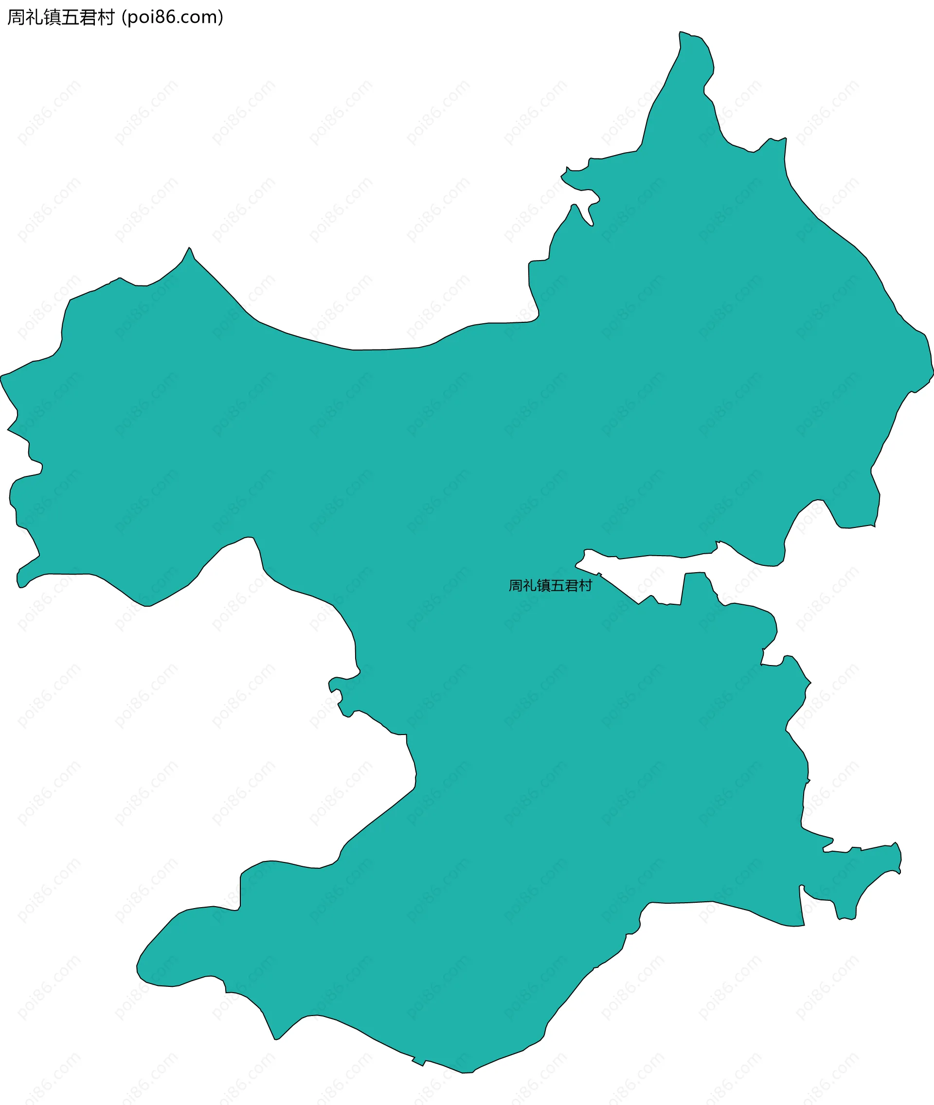 周礼镇五君村边界地图