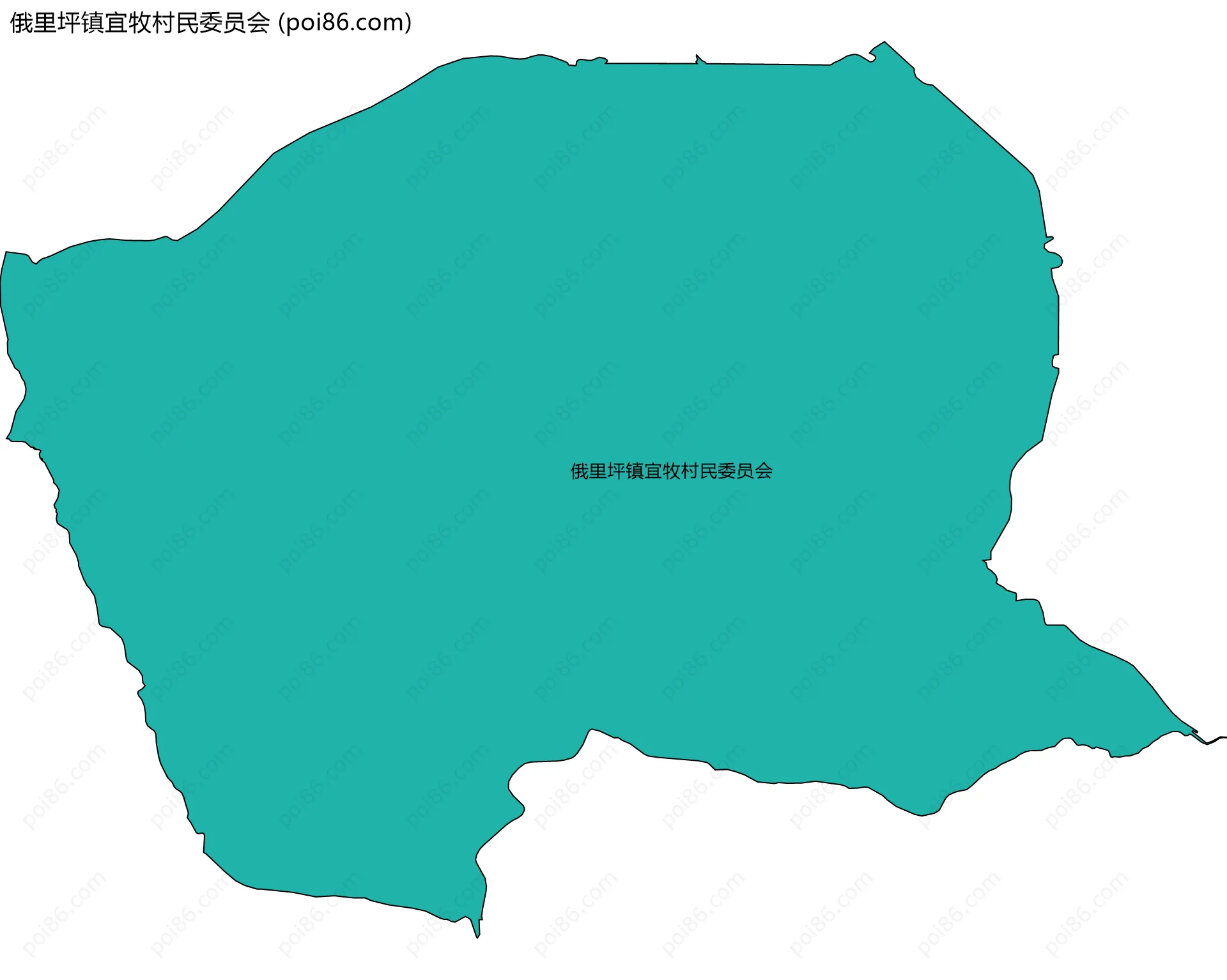 俄里坪镇宜牧村民委员会边界地图