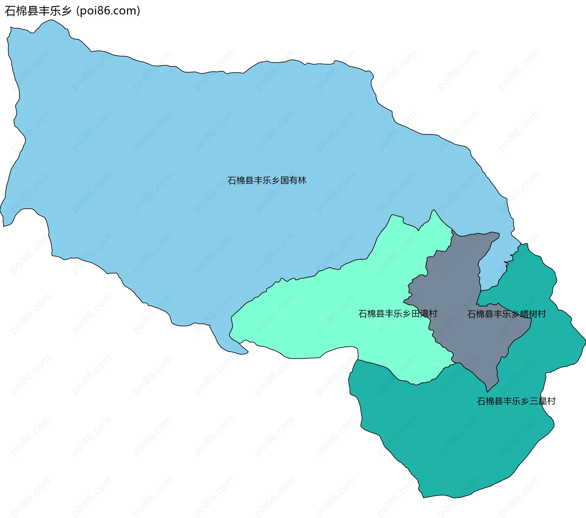 石棉县丰乐乡边界地图(五级行政区划)