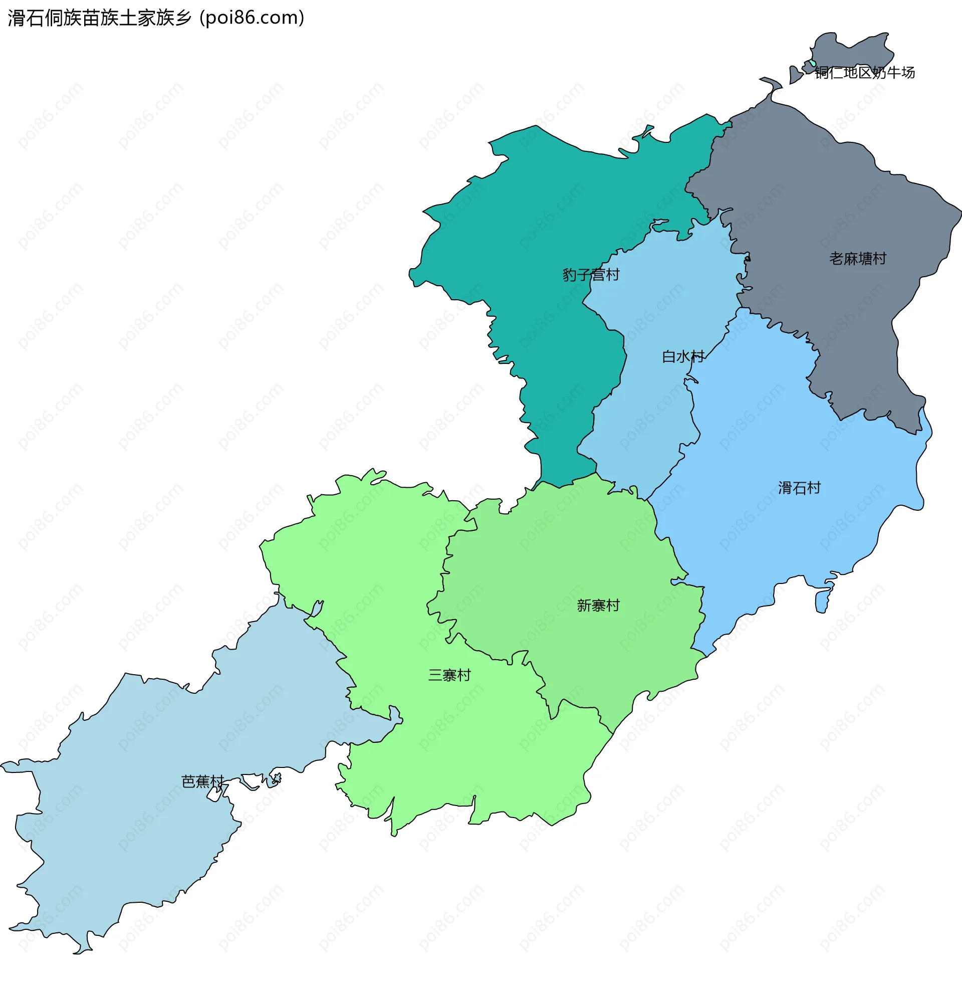 滑石侗族苗族土家族乡边界地图(五级行政区划)