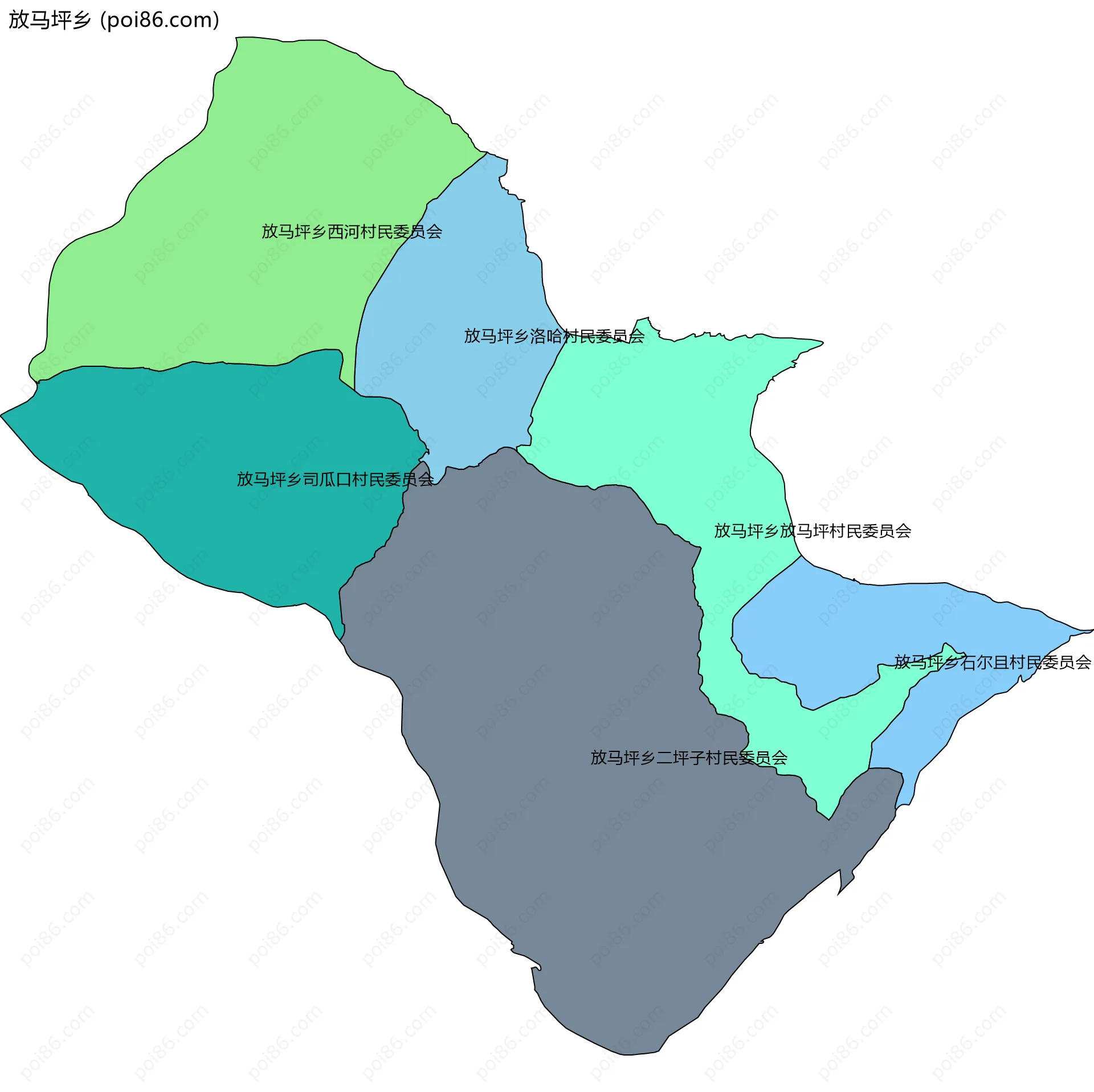 放马坪乡边界地图(五级行政区划)