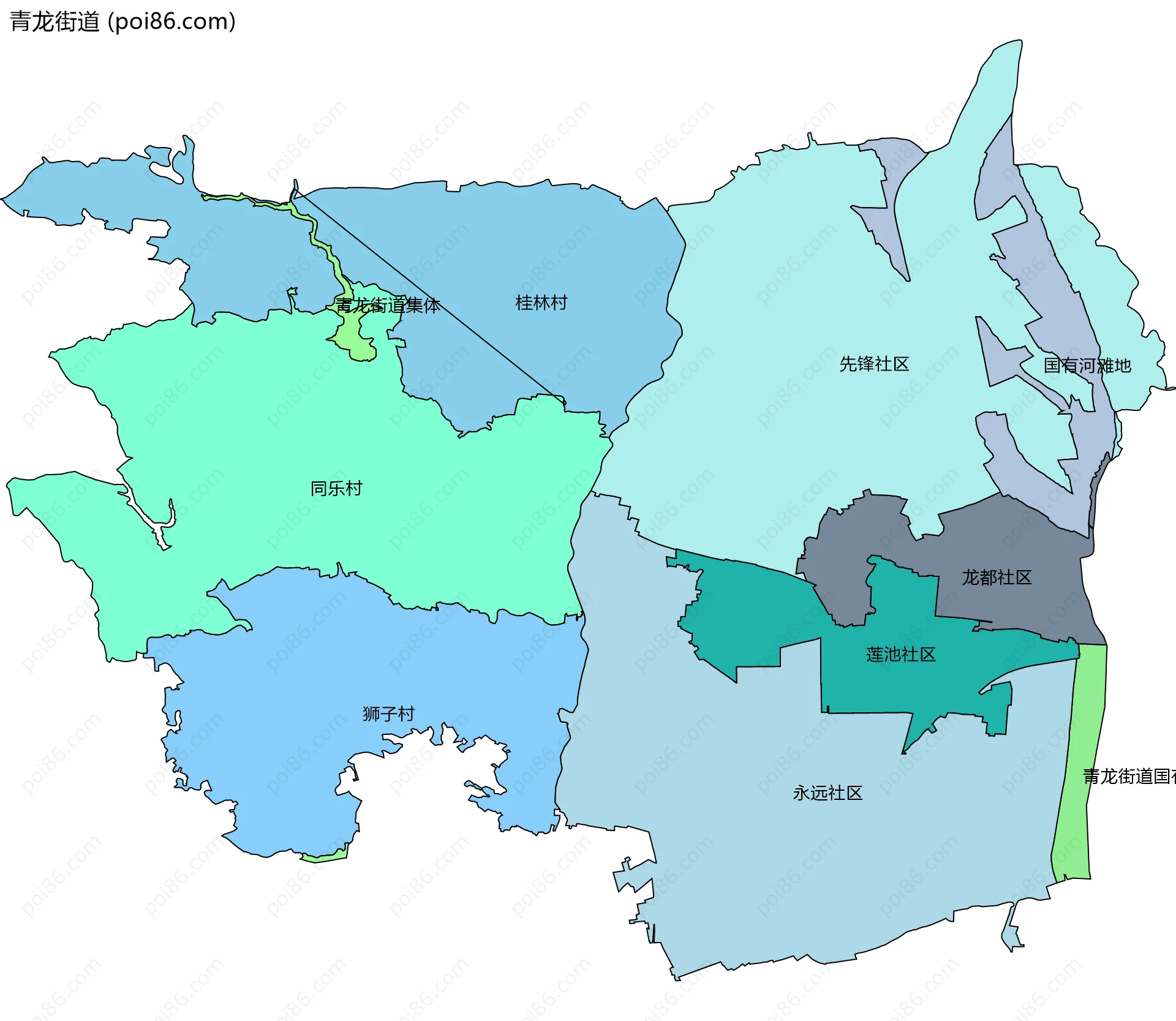 青龙街道边界地图(五级行政区划)