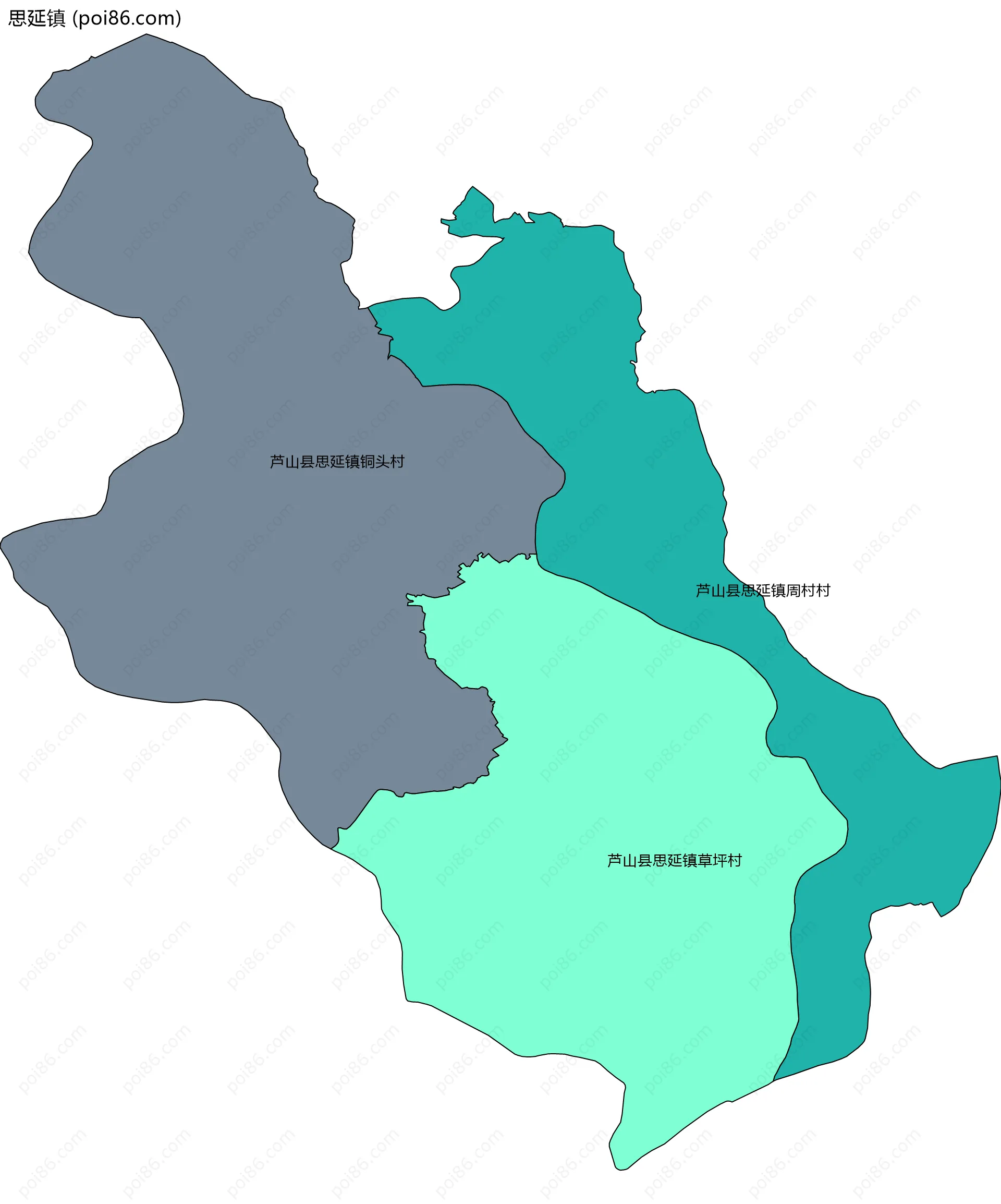 思延镇边界地图(五级行政区划)