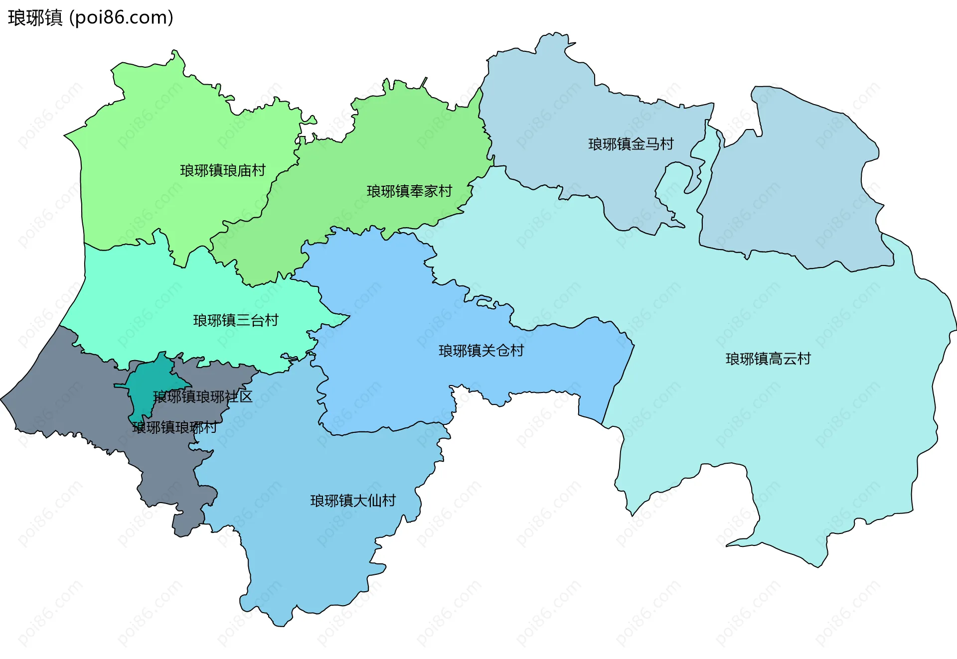 琅琊镇边界地图(五级行政区划)