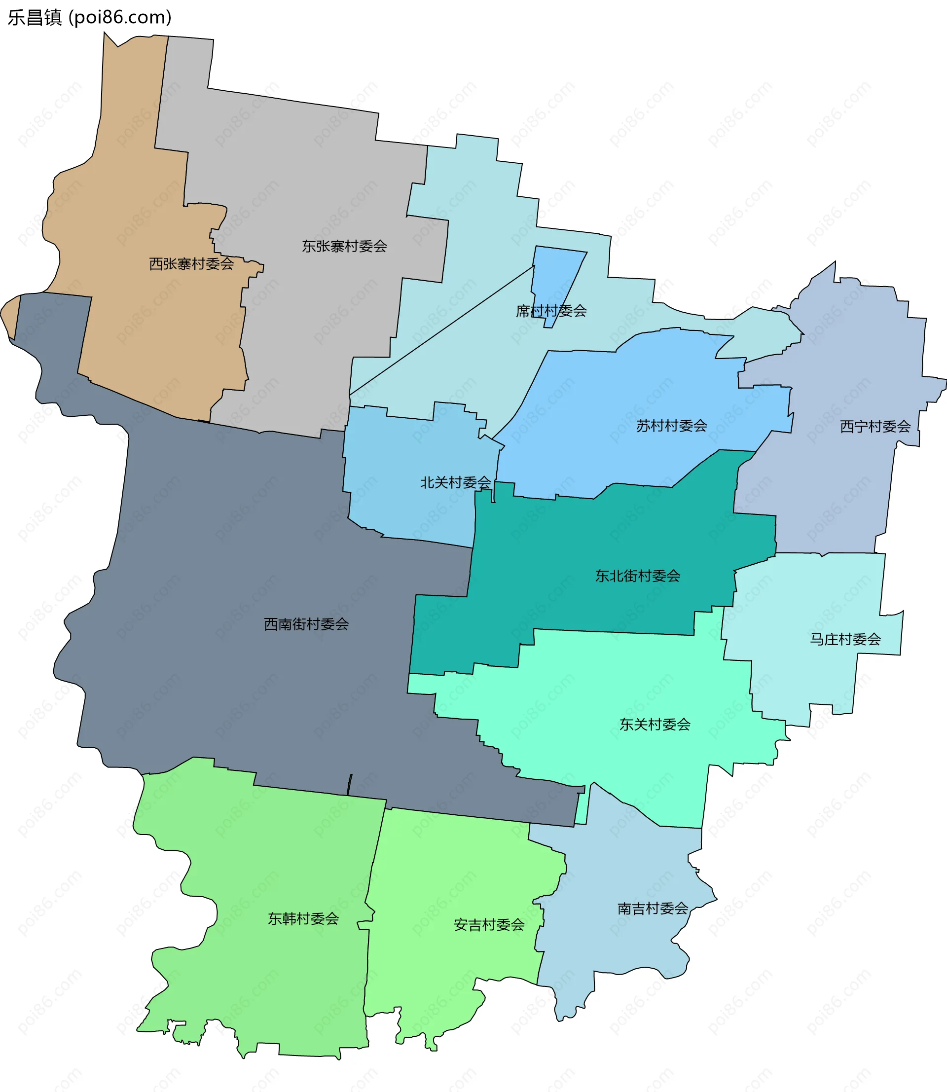 乐昌镇边界地图(五级行政区划)