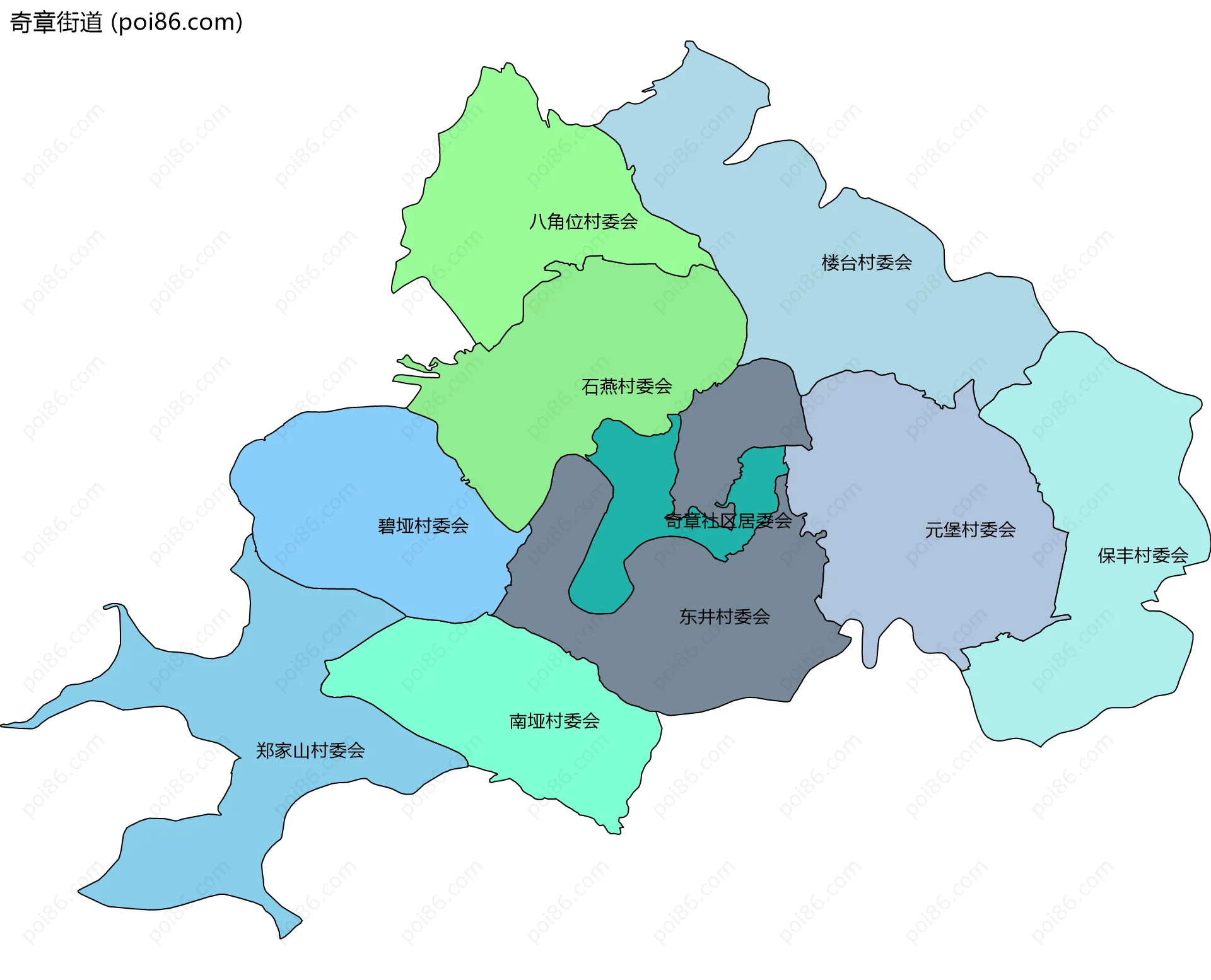 奇章街道边界地图(五级行政区划)