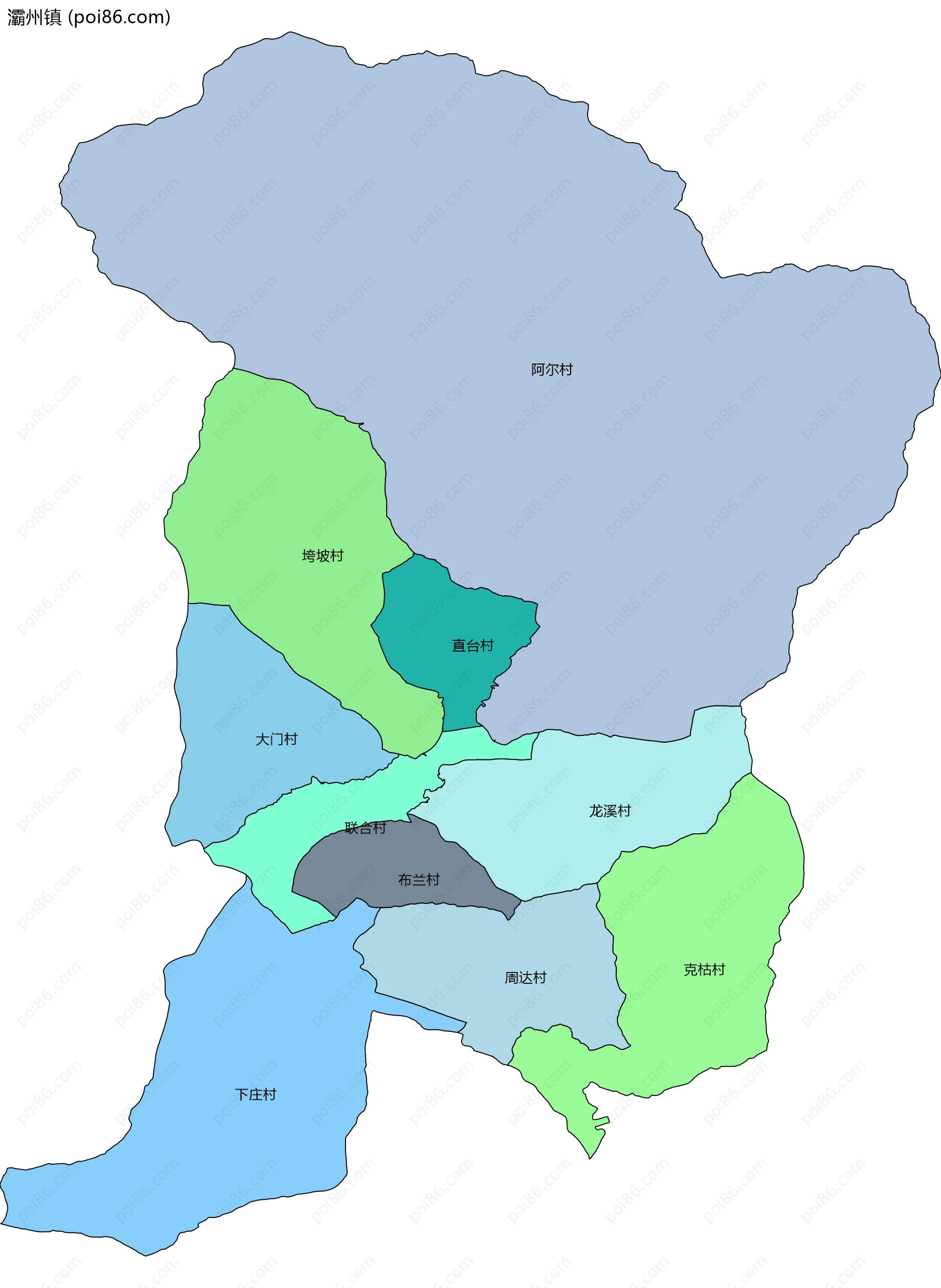 灞州镇边界地图(五级行政区划)