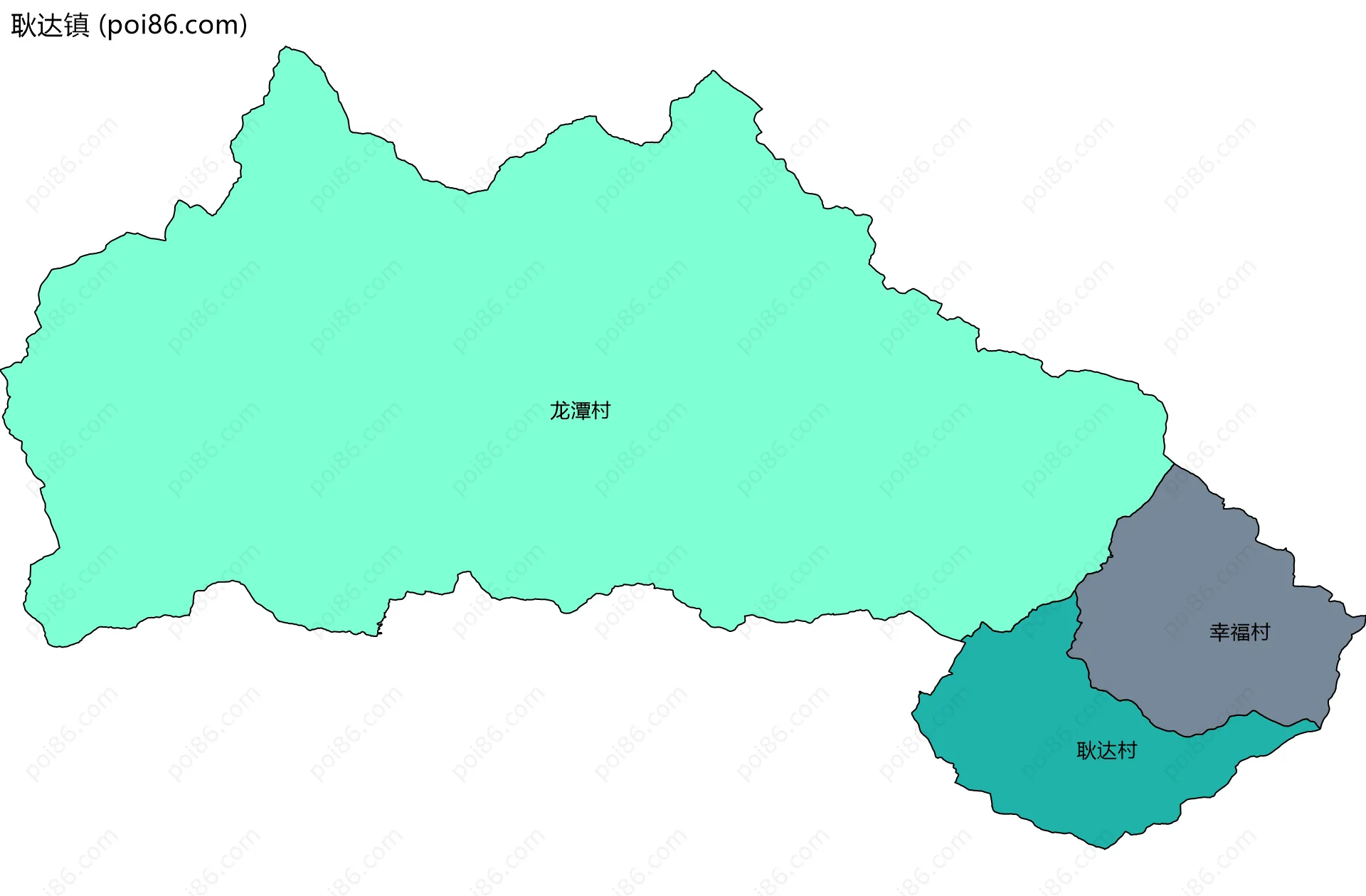 耿达镇边界地图(五级行政区划)