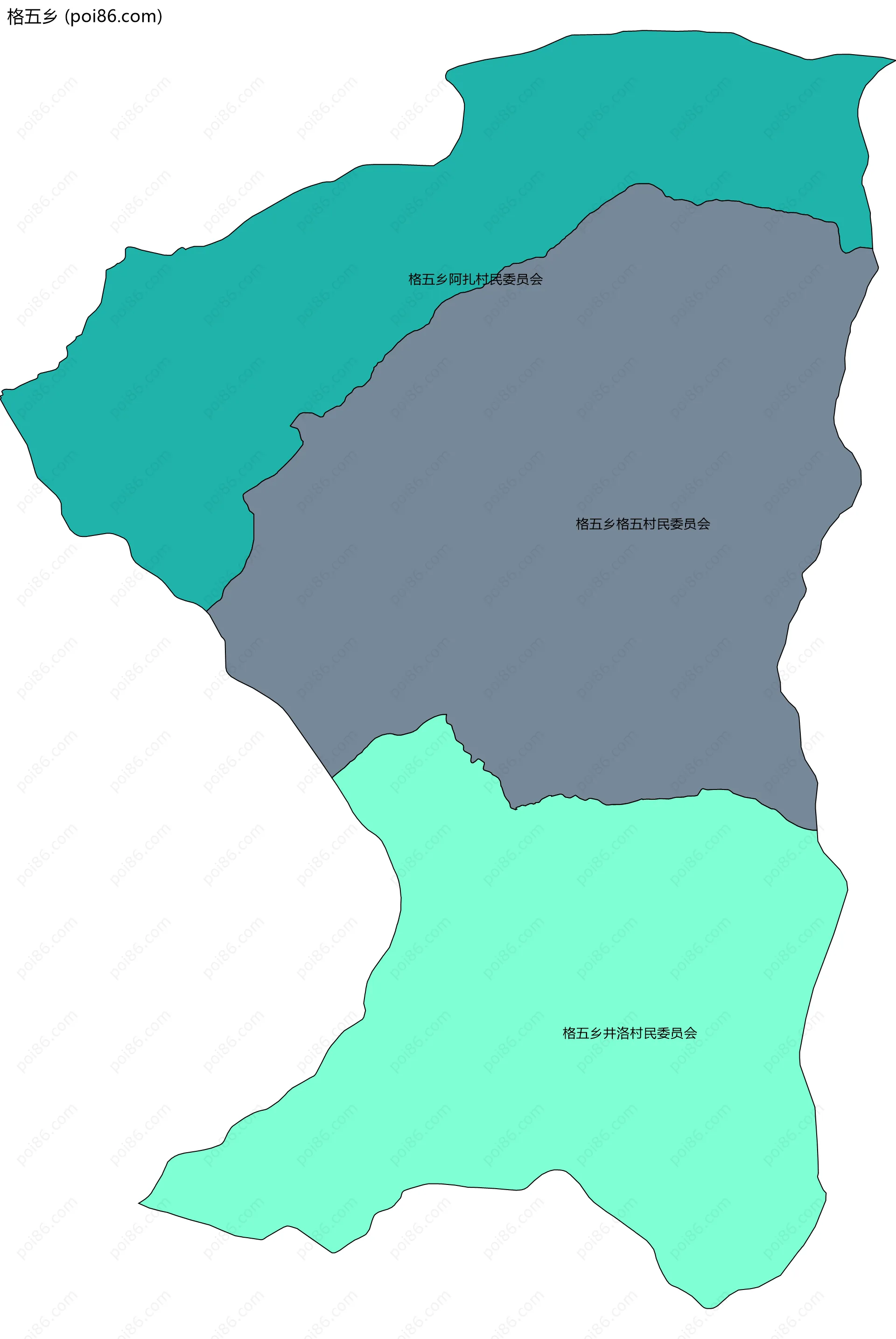 格五乡边界地图(五级行政区划)