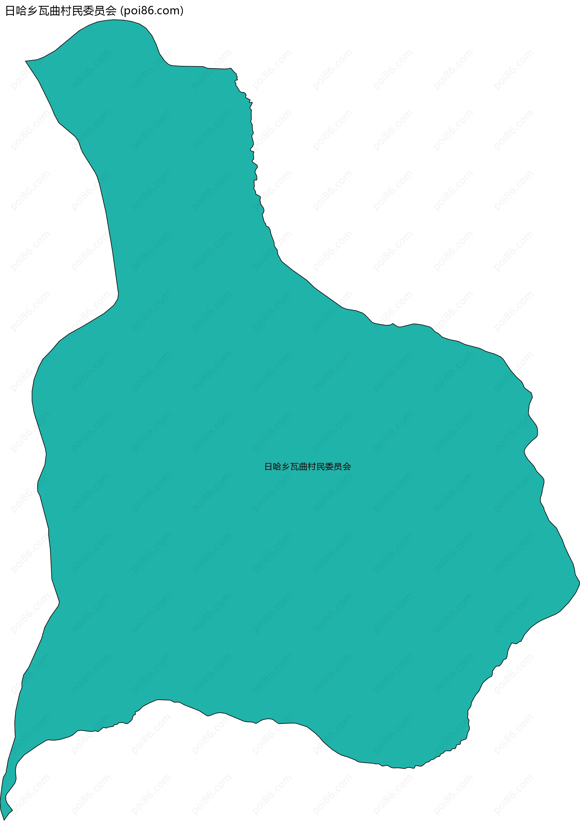 日哈乡瓦曲村民委员会边界地图