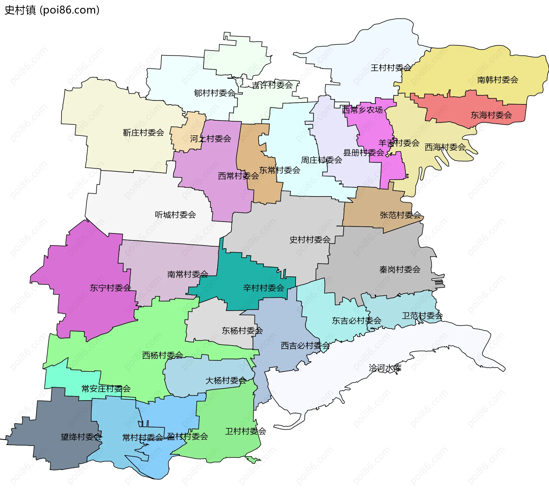 史村镇边界地图(五级行政区划)