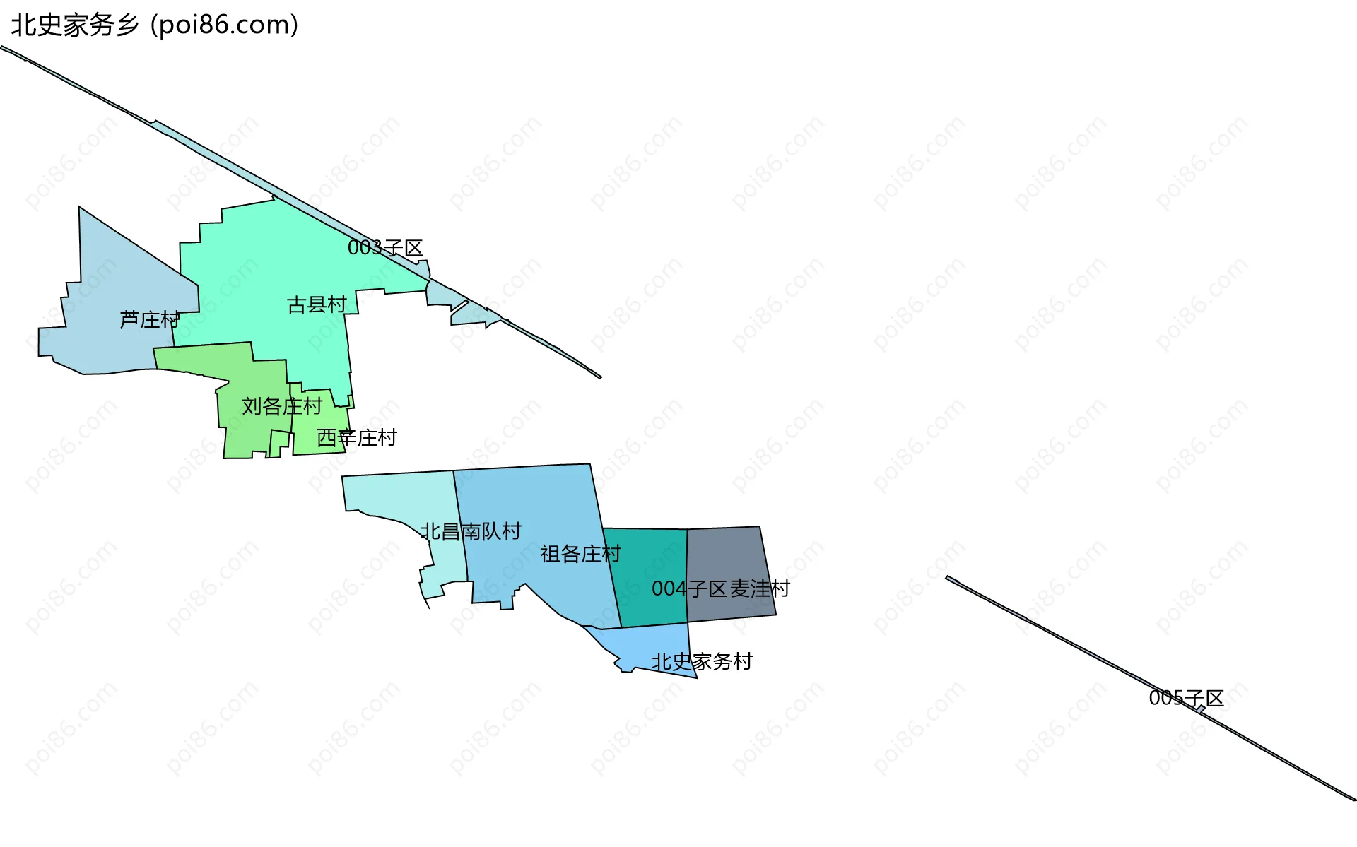 北史家务乡边界地图(五级行政区划)